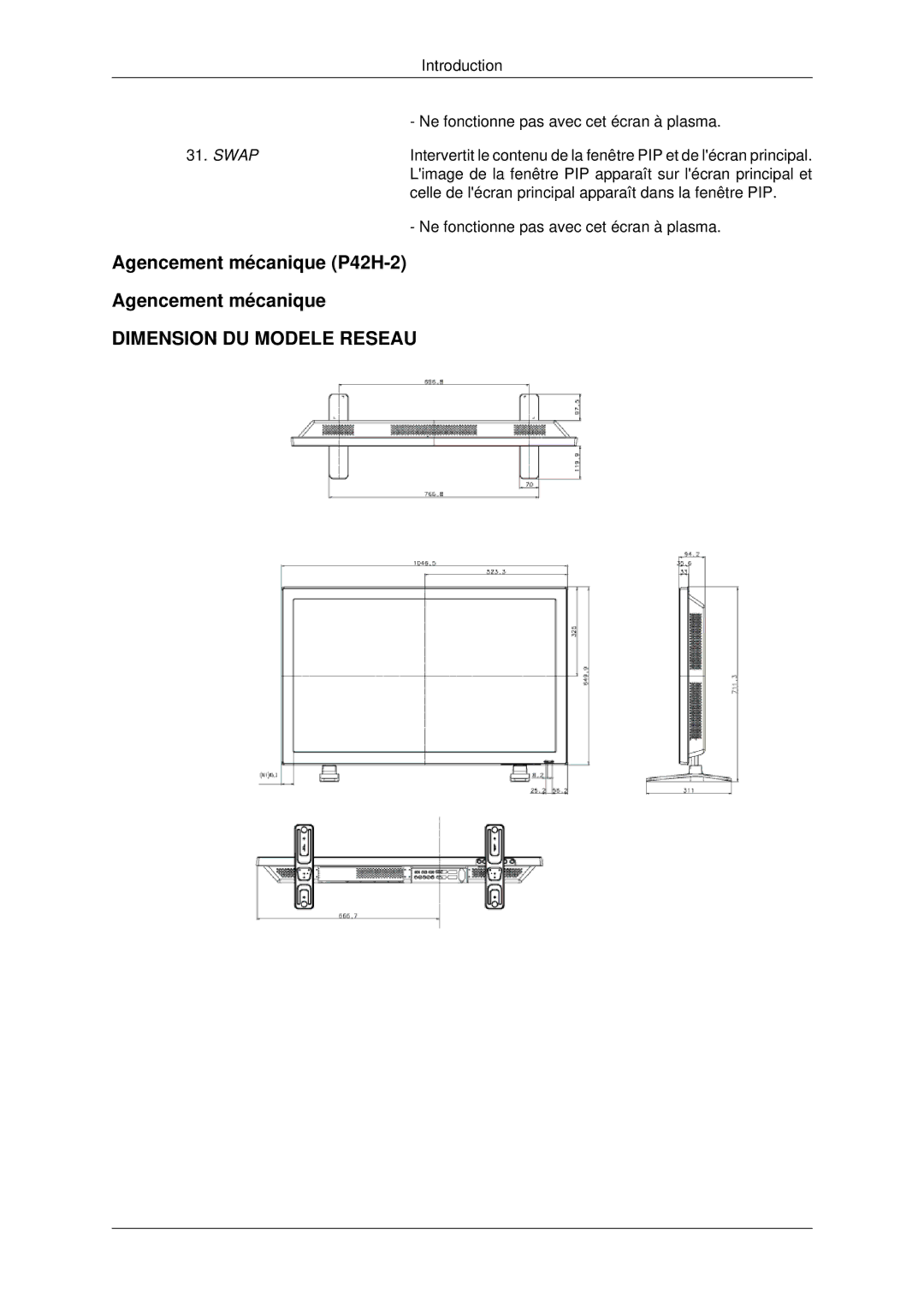 Samsung PH42KPPLBC/EN manual Agencement mécanique P42H-2 