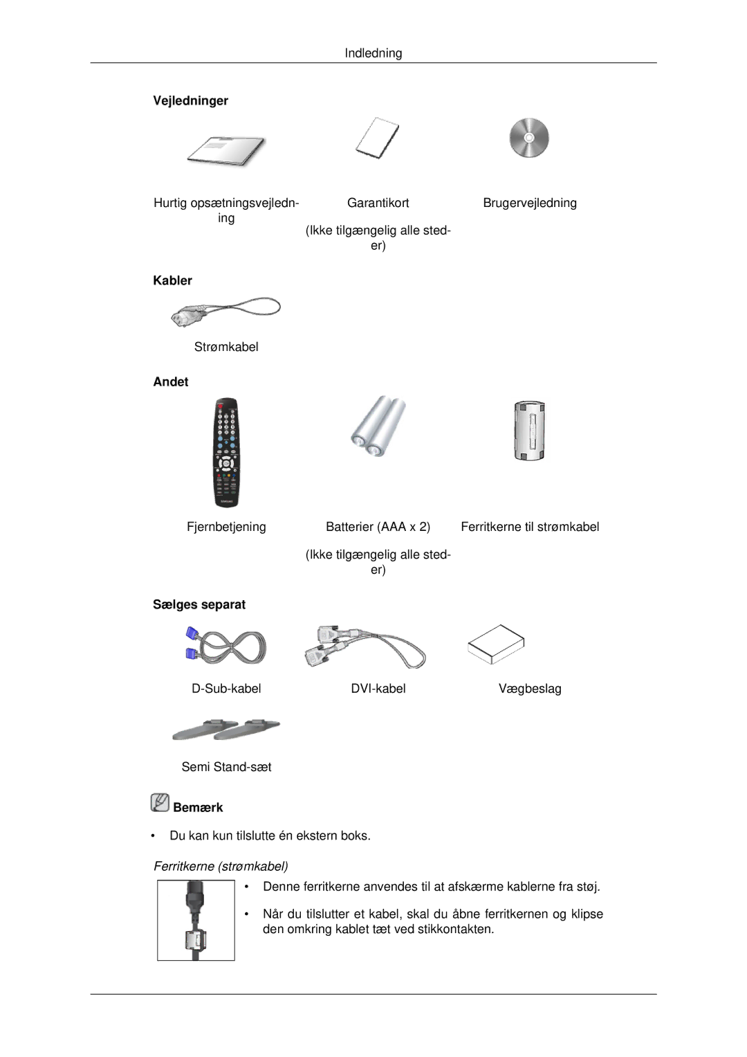 Samsung PH42KPPLBC/EN manual Vejledninger, Kabler, Andet, Sælges separat 