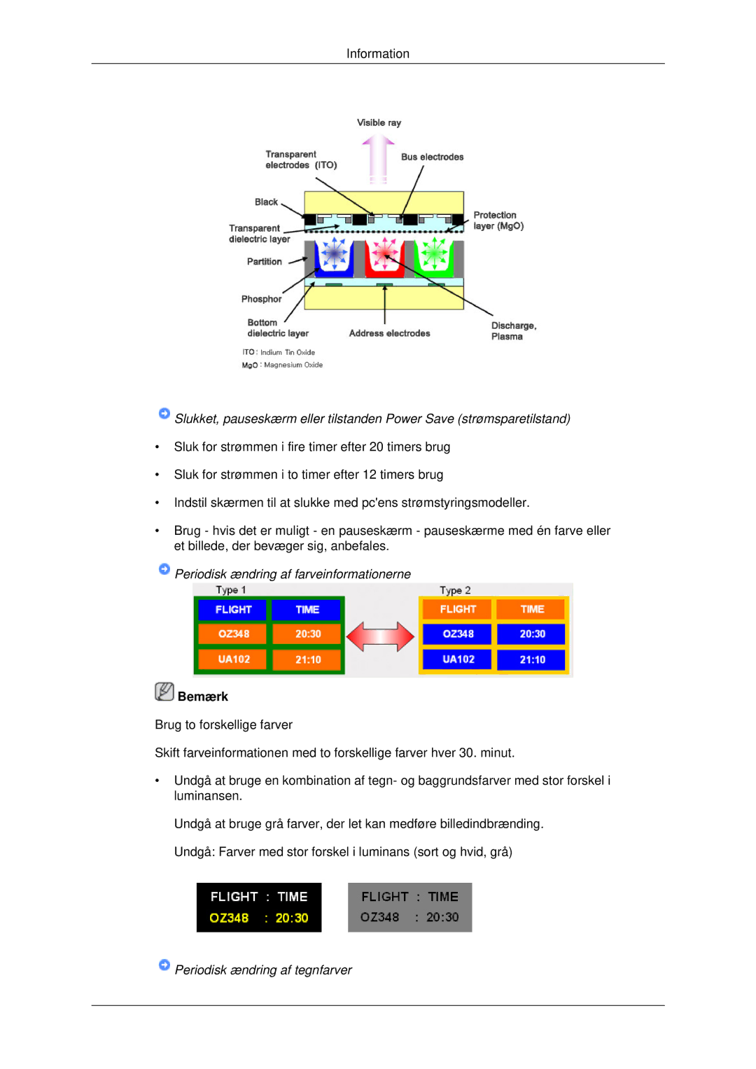 Samsung PH42KPPLBC/EN manual Periodisk ændring af farveinformationerne 