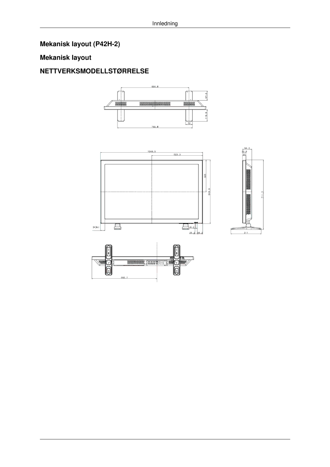 Samsung PH42KPPLBC/EN manual Mekanisk layout P42H-2 