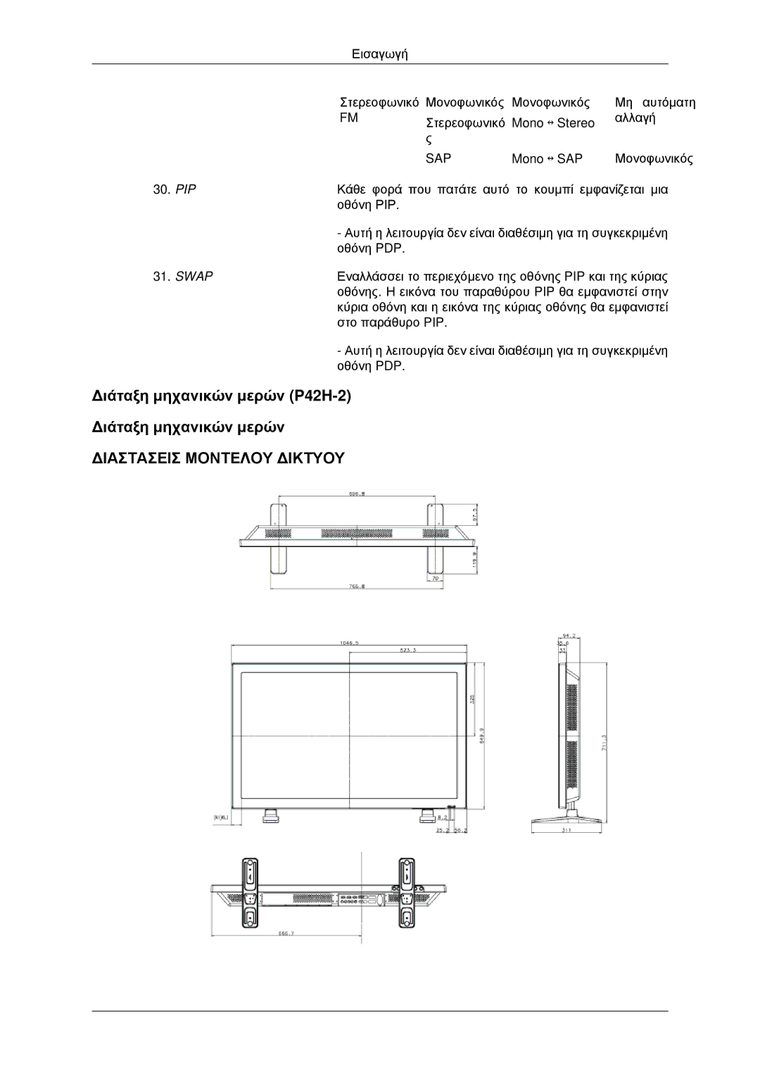 Samsung PH42KPPLBC/EN manual Διάταξη μηχανικών μερών P42H-2, Sap 