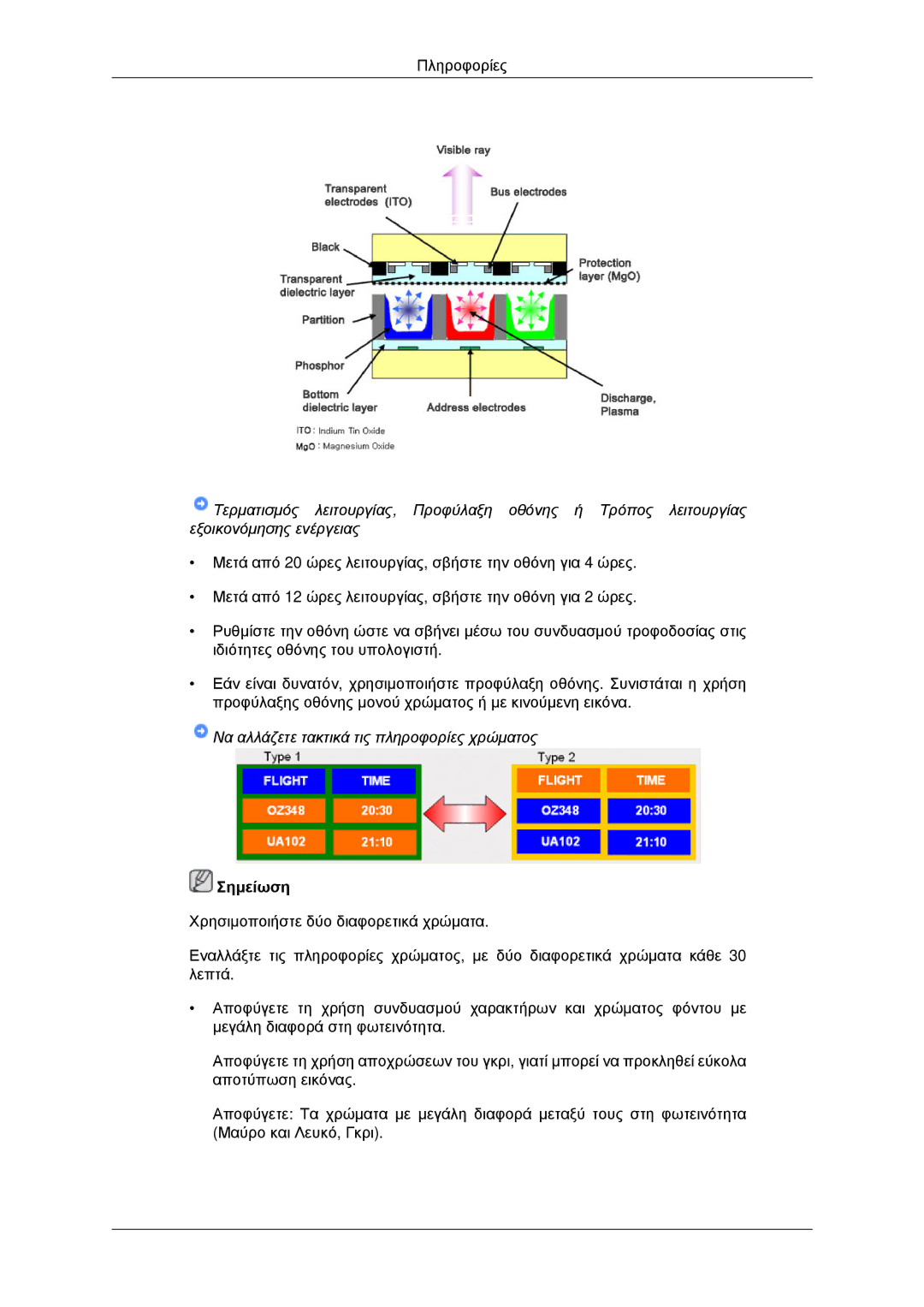 Samsung PH42KPPLBC/EN manual Να αλλάζετε τακτικά τις πληροφορίες χρώματος 