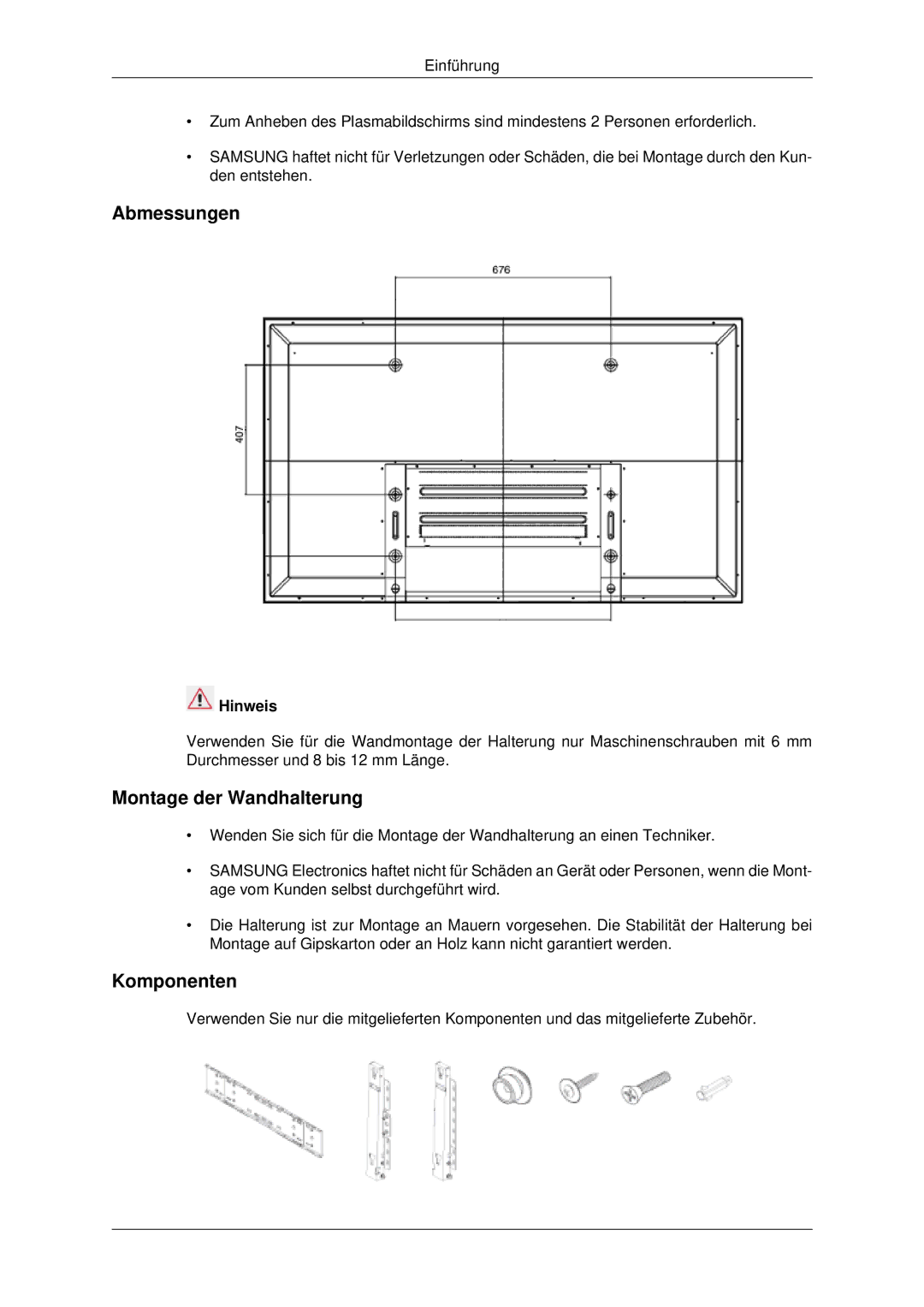 Samsung PH63KLFLBC/EN, PH50KLFLBC/EN manual Abmessungen 