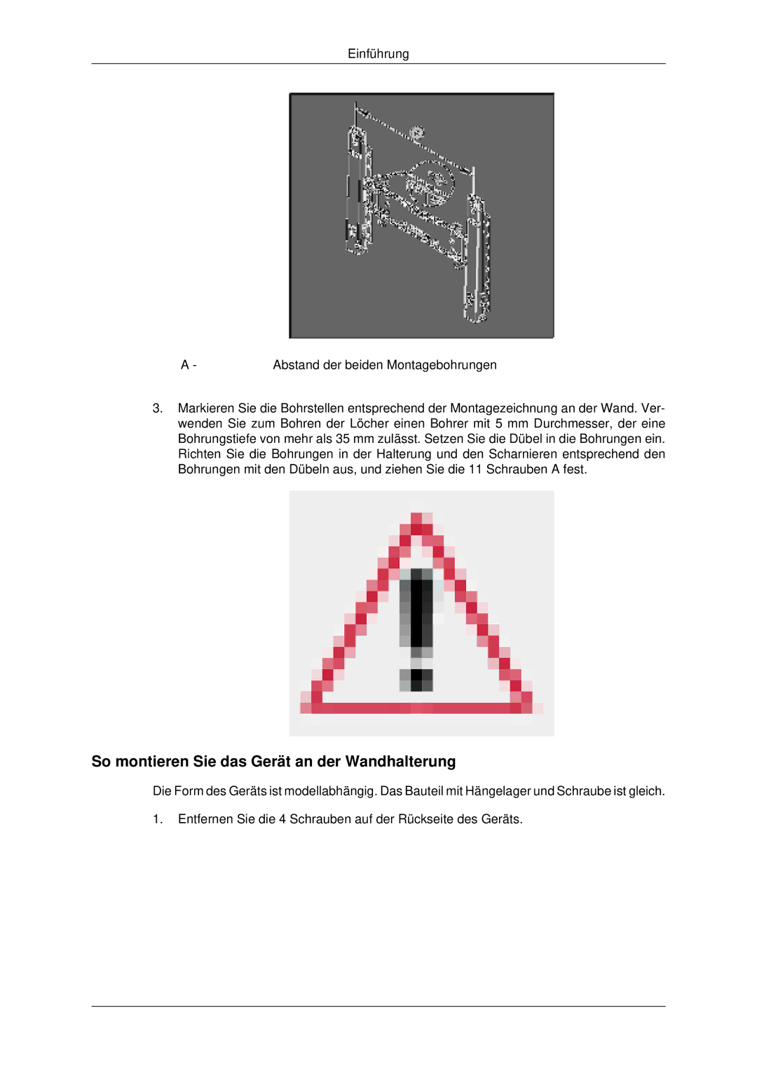 Samsung PH63KLFLBC/EN, PH50KLFLBC/EN manual So montieren Sie das Gerät an der Wandhalterung 