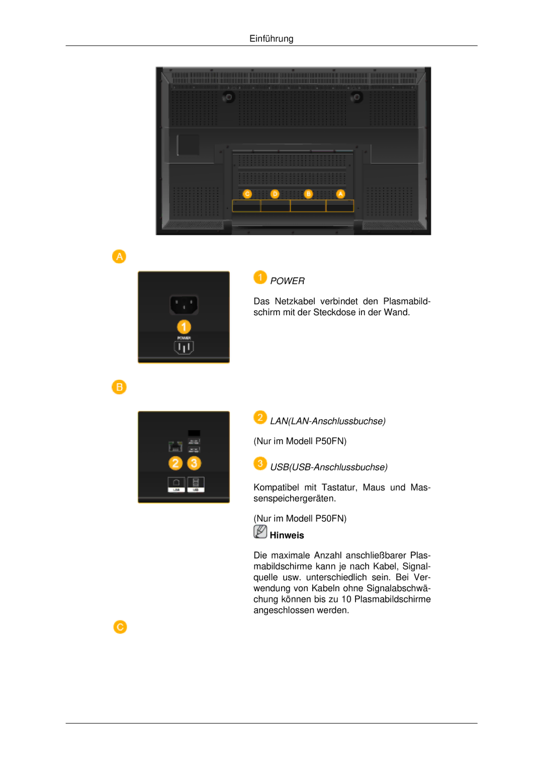 Samsung PH50KLFLBC/EN, PH63KLFLBC/EN manual Power 