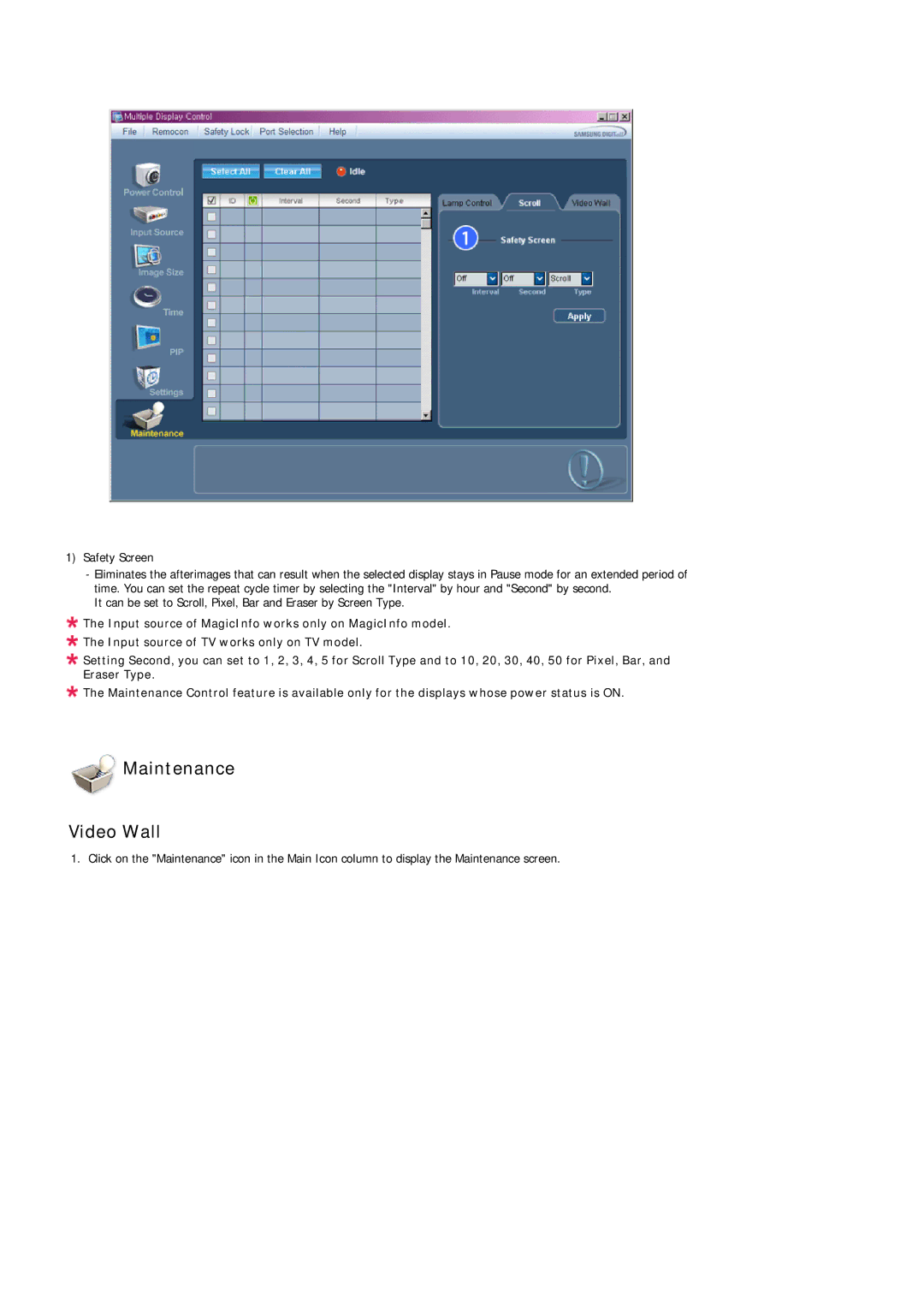 Samsung PH63KLZLBC/EN, PH50KLFLBC/EN, PH63KLFLBC/EN, PH63KLFLBC/ZA manual Maintenance Video Wall 