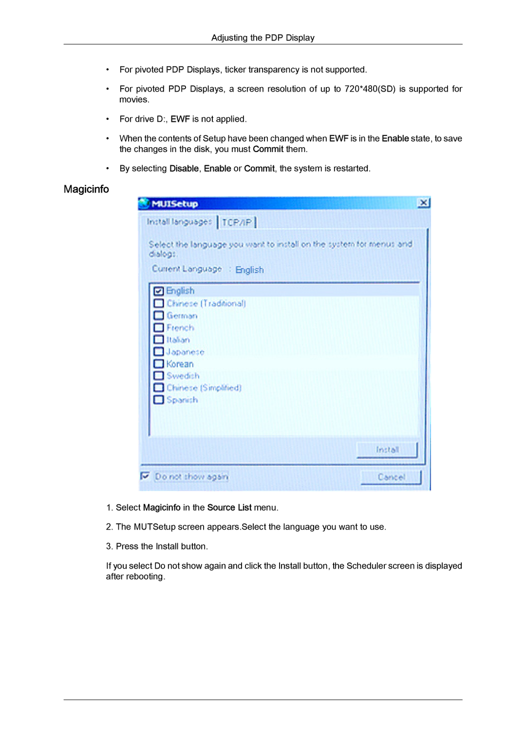 Samsung PH50KLFLBC/EN, PH63KLZLBC/EN, PH63KLFLBC/EN, PH63KLFLBC/ZA manual Select Magicinfo in the Source List menu 