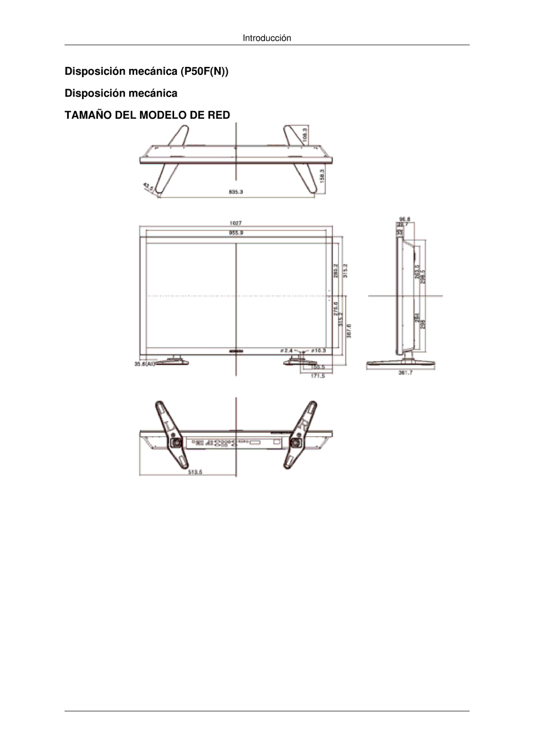 Samsung PH63KLFLBC/EN, PH50KLFLBC/EN, PH63KLZLBC/EN, PH63KLFLBC/ZA manual Disposición mecánica P50FN 