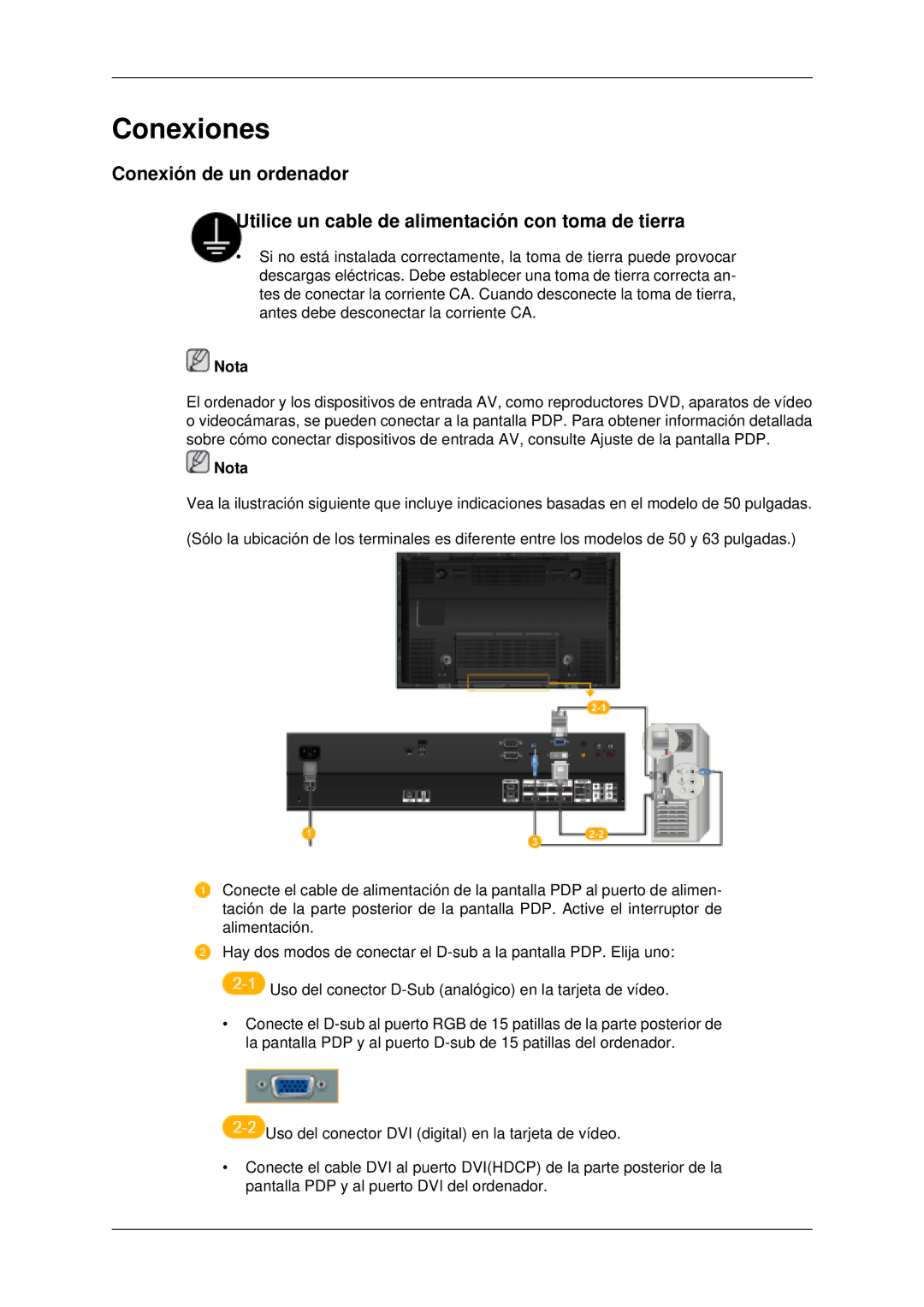 Samsung PH63KLFLBC/EN, PH50KLFLBC/EN, PH63KLZLBC/EN, PH63KLFLBC/ZA manual Conexiones 