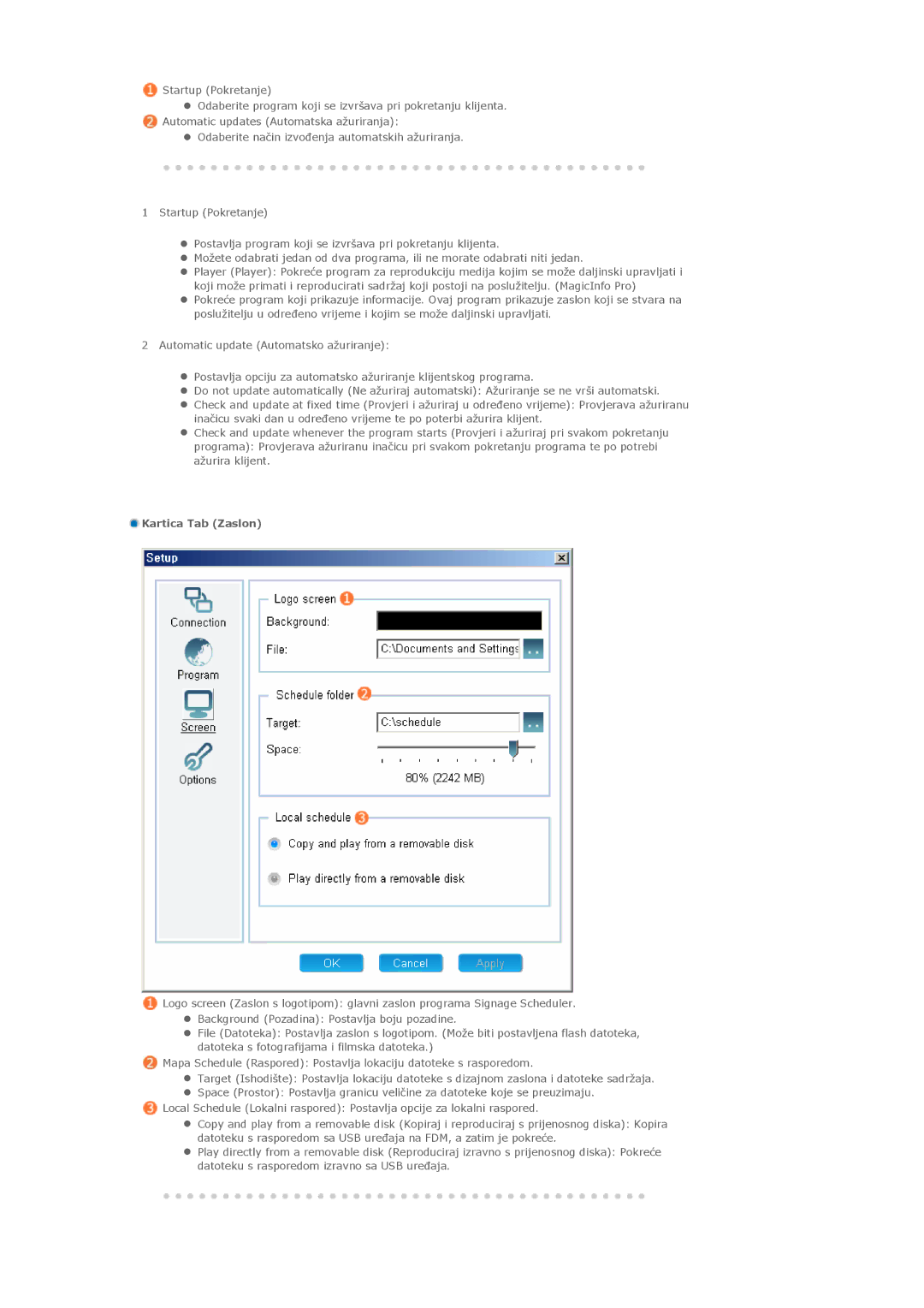 Samsung PH42KLPLBC/EN, PH50KLPLBC/EN manual Kartica Tab Zaslon 