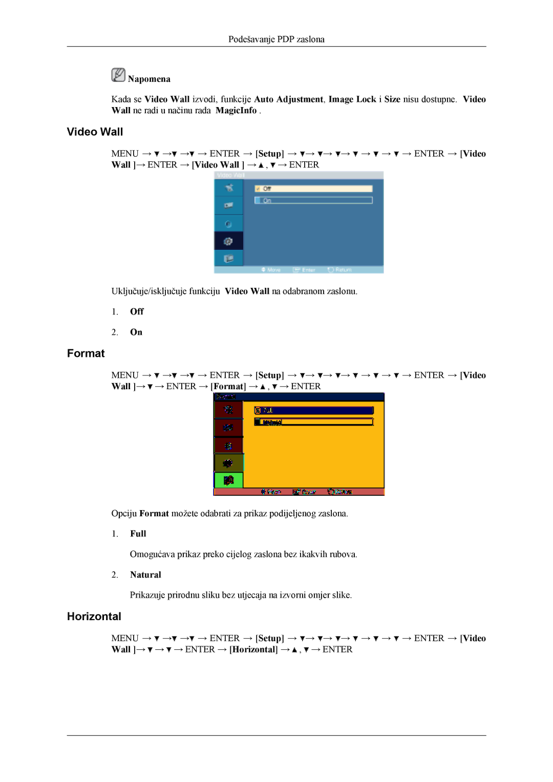 Samsung PH42KLPLBC/EN, PH50KLPLBC/EN manual Format, Horizontal, Full, Natural 