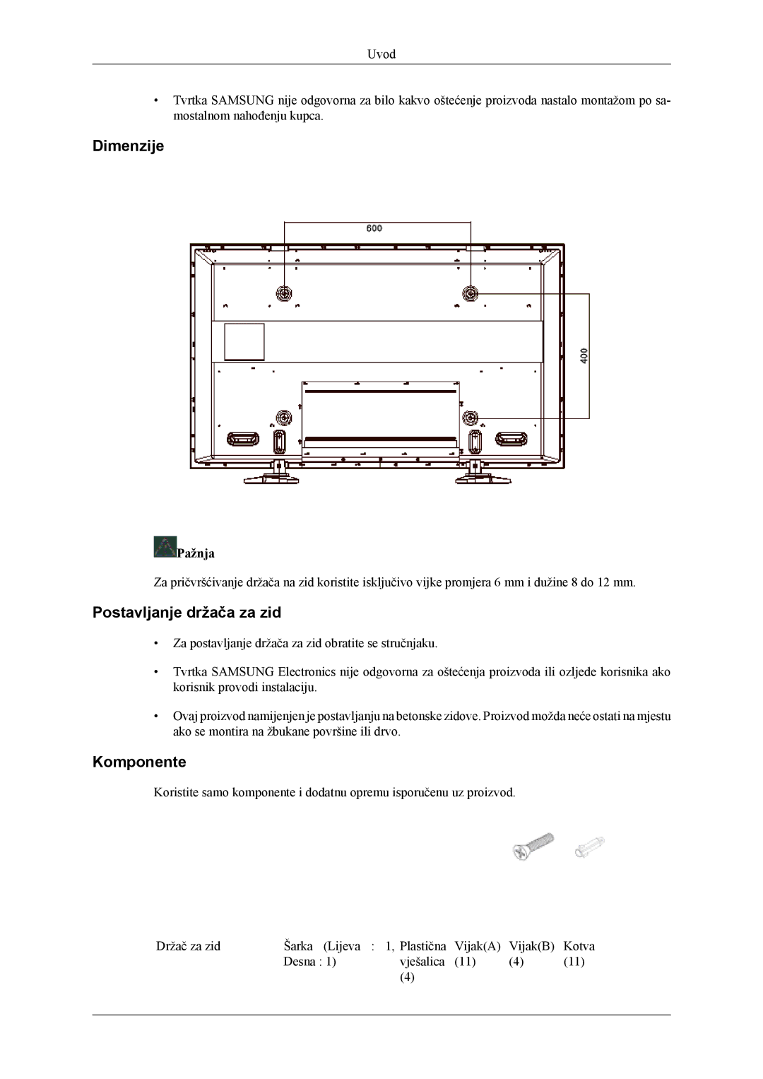 Samsung PH42KLPLBC/EN, PH50KLPLBC/EN manual Dimenzije 