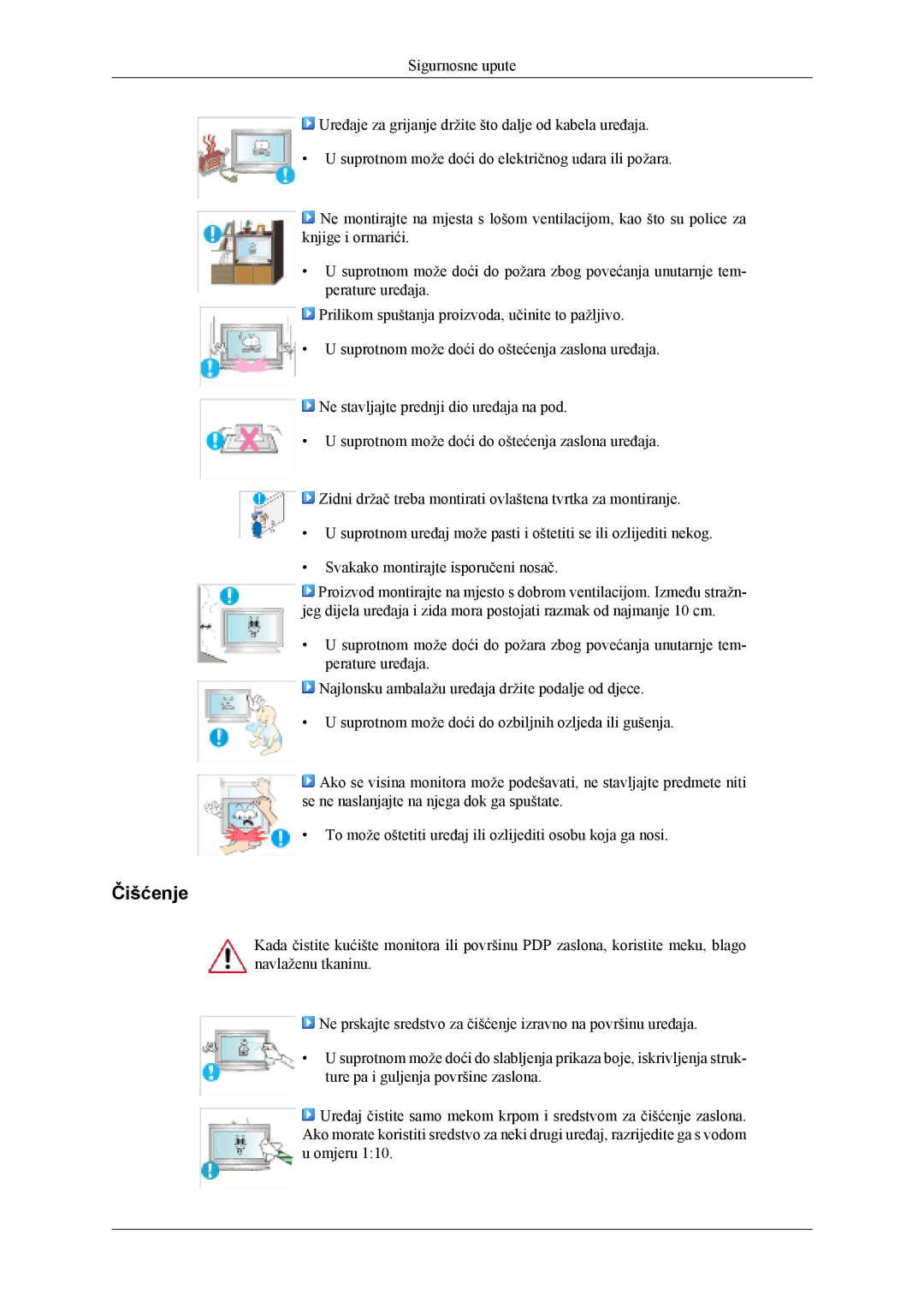 Samsung PH50KLPLBC/EN, PH42KLPLBC/EN manual Čišćenje 