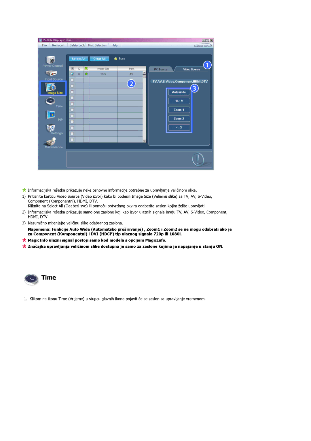 Samsung PH50KLPLBC/EN, PH42KLPLBC/EN manual Time 