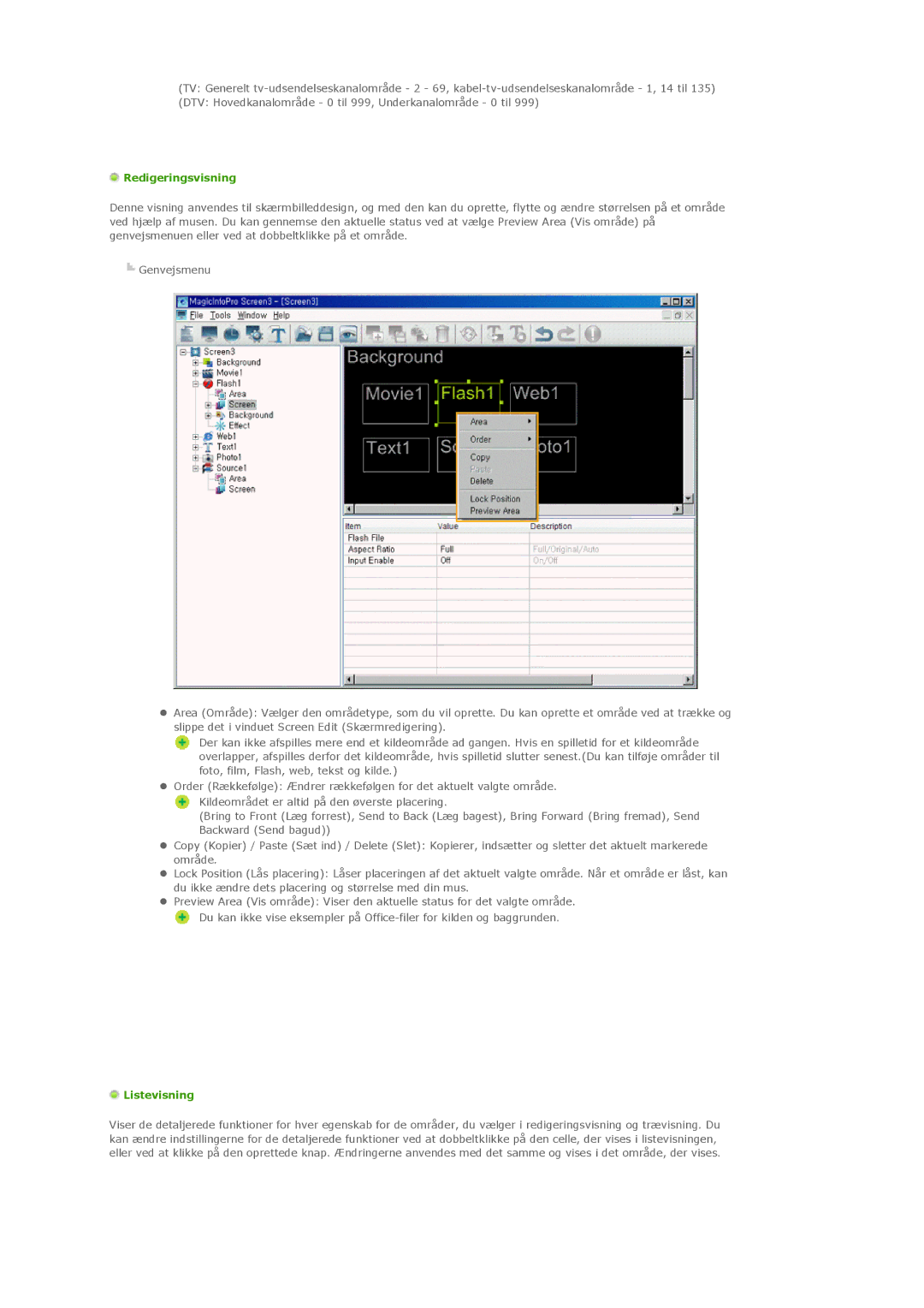 Samsung PH50KLPLBC/EN, PH50KLTLBC/EN, PH42KLPLBC/EN manual Redigeringsvisning, Listevisning 