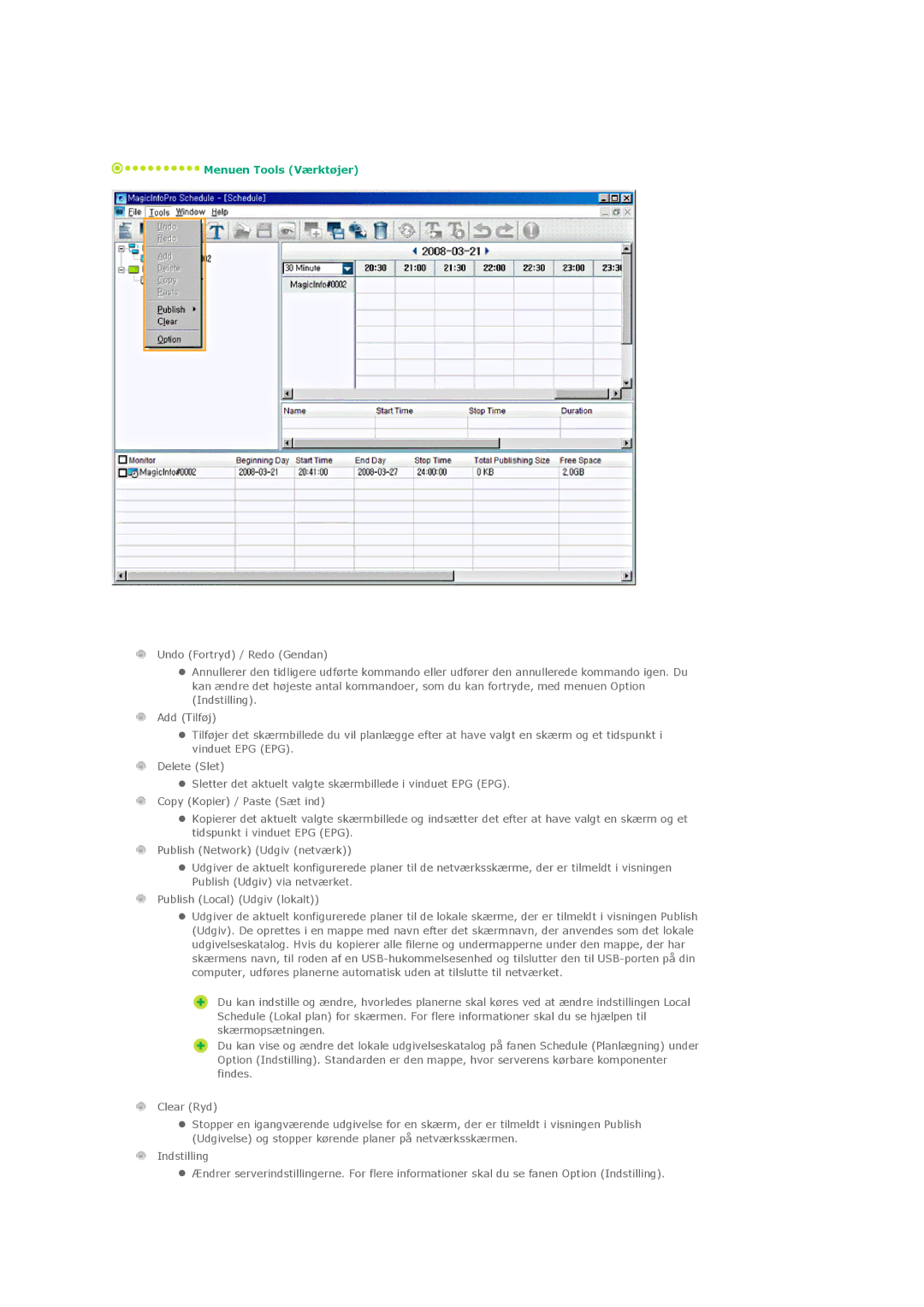 Samsung PH42KLPLBC/EN, PH50KLPLBC/EN, PH50KLTLBC/EN manual Menuen Tools Værktøjer 