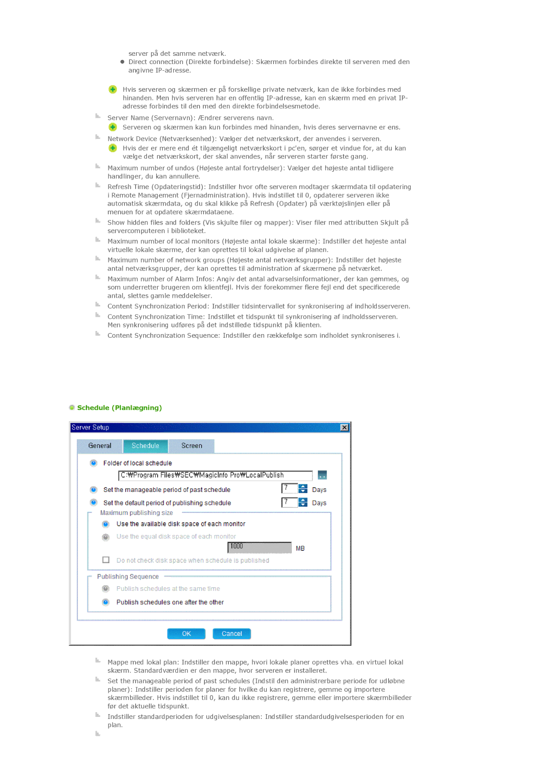 Samsung PH42KLPLBC/EN, PH50KLPLBC/EN, PH50KLTLBC/EN manual Schedule Planlægning 