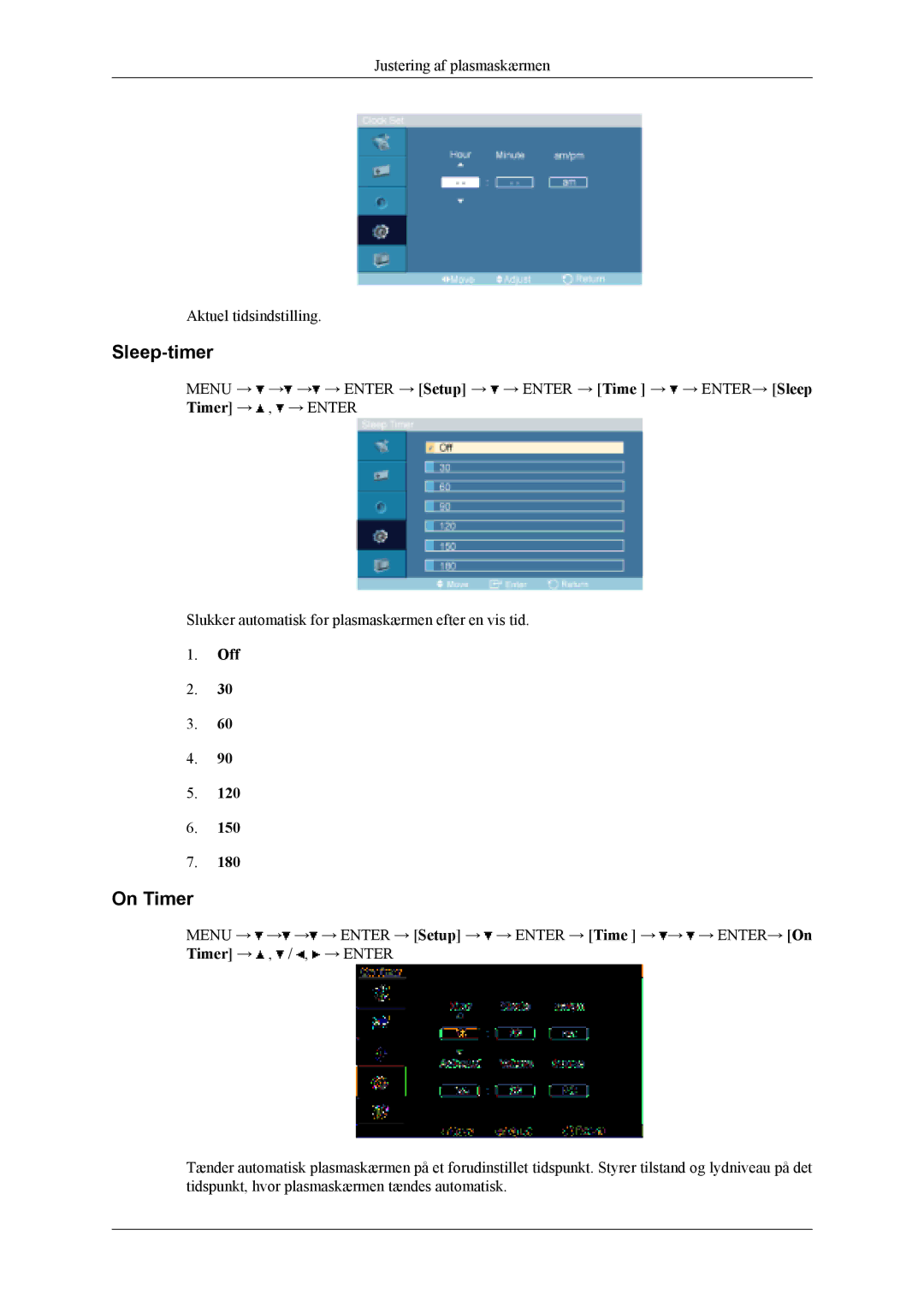 Samsung PH50KLPLBC/EN, PH50KLTLBC/EN, PH42KLPLBC/EN manual Sleep-timer, On Timer 