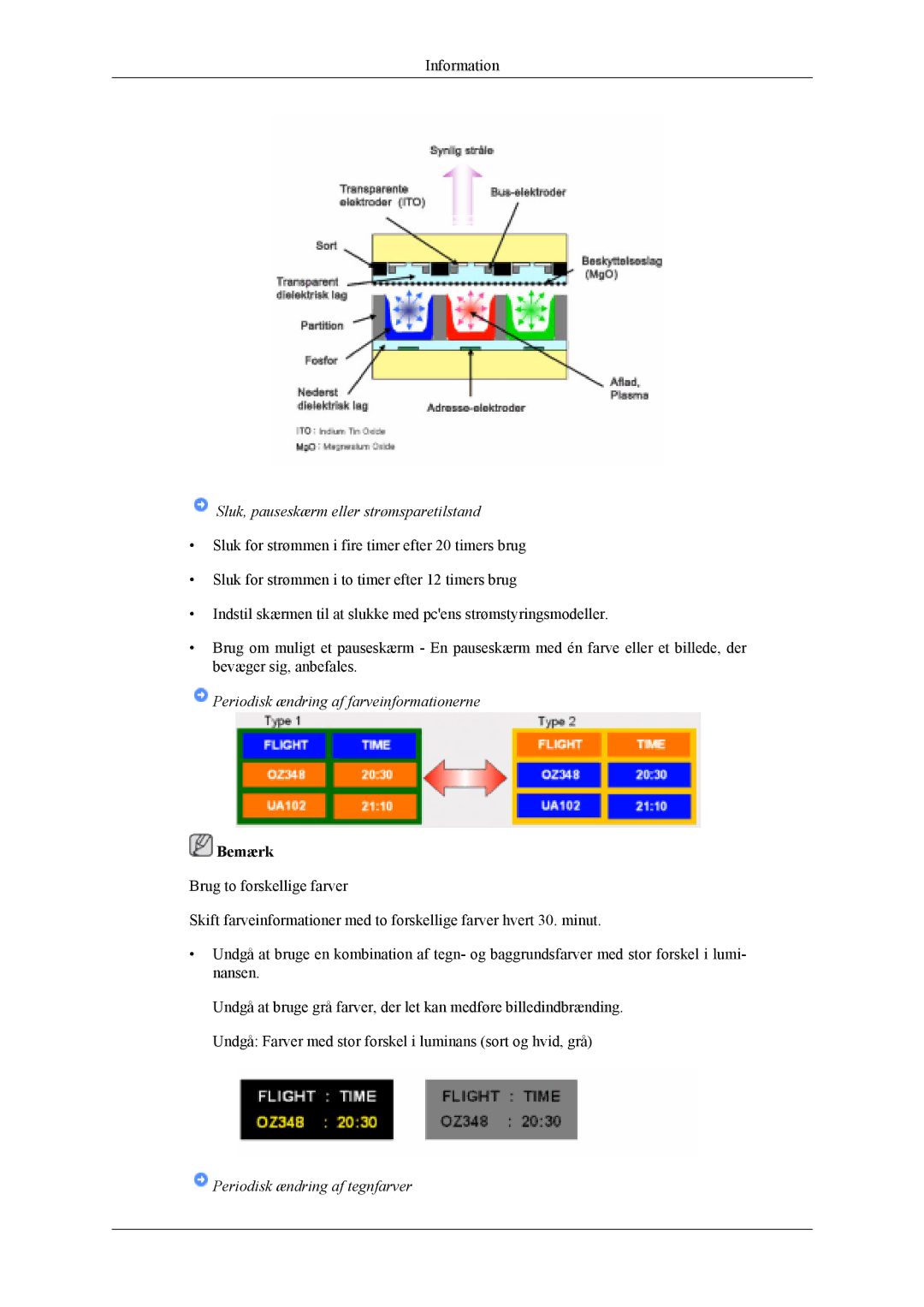 Samsung PH50KLTLBC/EN, PH50KLPLBC/EN, PH42KLPLBC/EN manual Periodisk ændring af farveinformationerne 