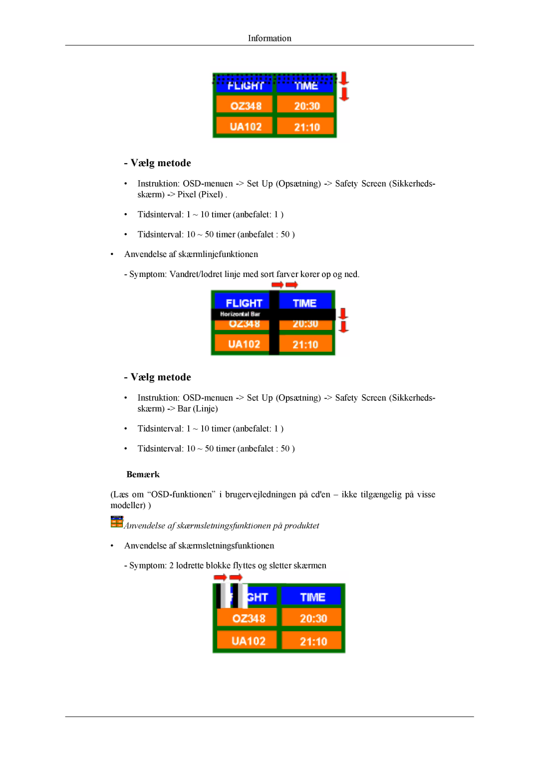 Samsung PH50KLPLBC/EN, PH50KLTLBC/EN, PH42KLPLBC/EN manual Anvendelse af skærmsletningsfunktionen på produktet 