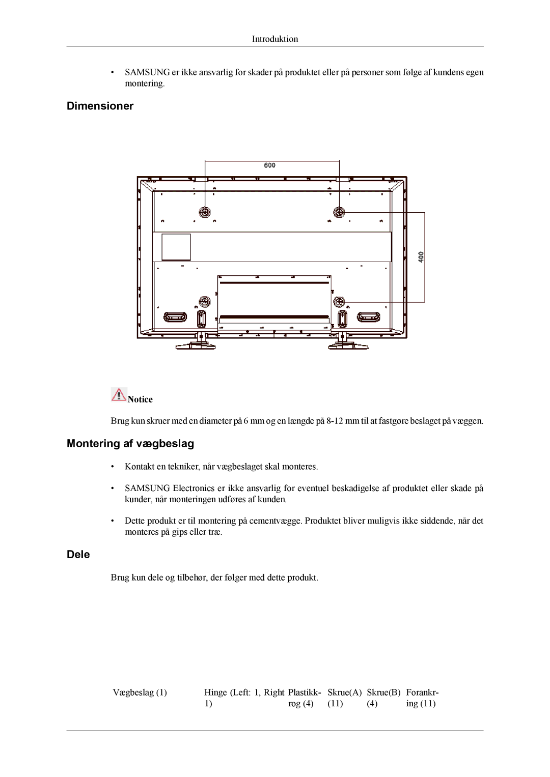 Samsung PH50KLTLBC/EN, PH50KLPLBC/EN, PH42KLPLBC/EN manual Dimensioner 