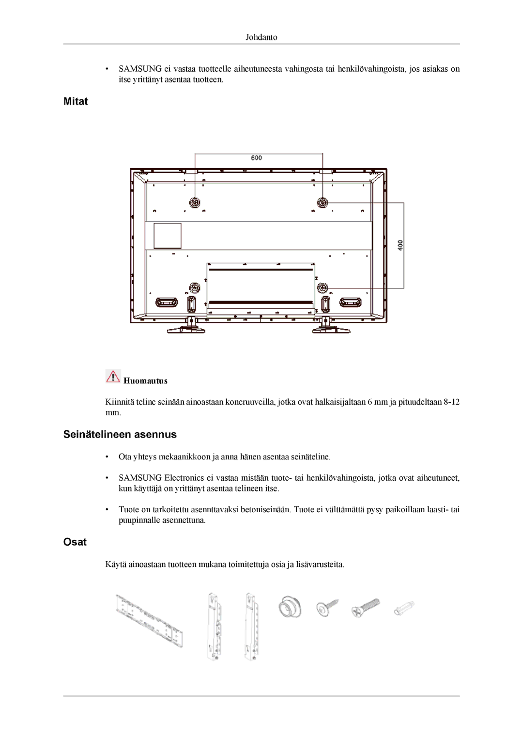 Samsung PH50KLTLBC/EN, PH50KLPLBC/EN, PH42KLPLBC/EN manual Mitat 