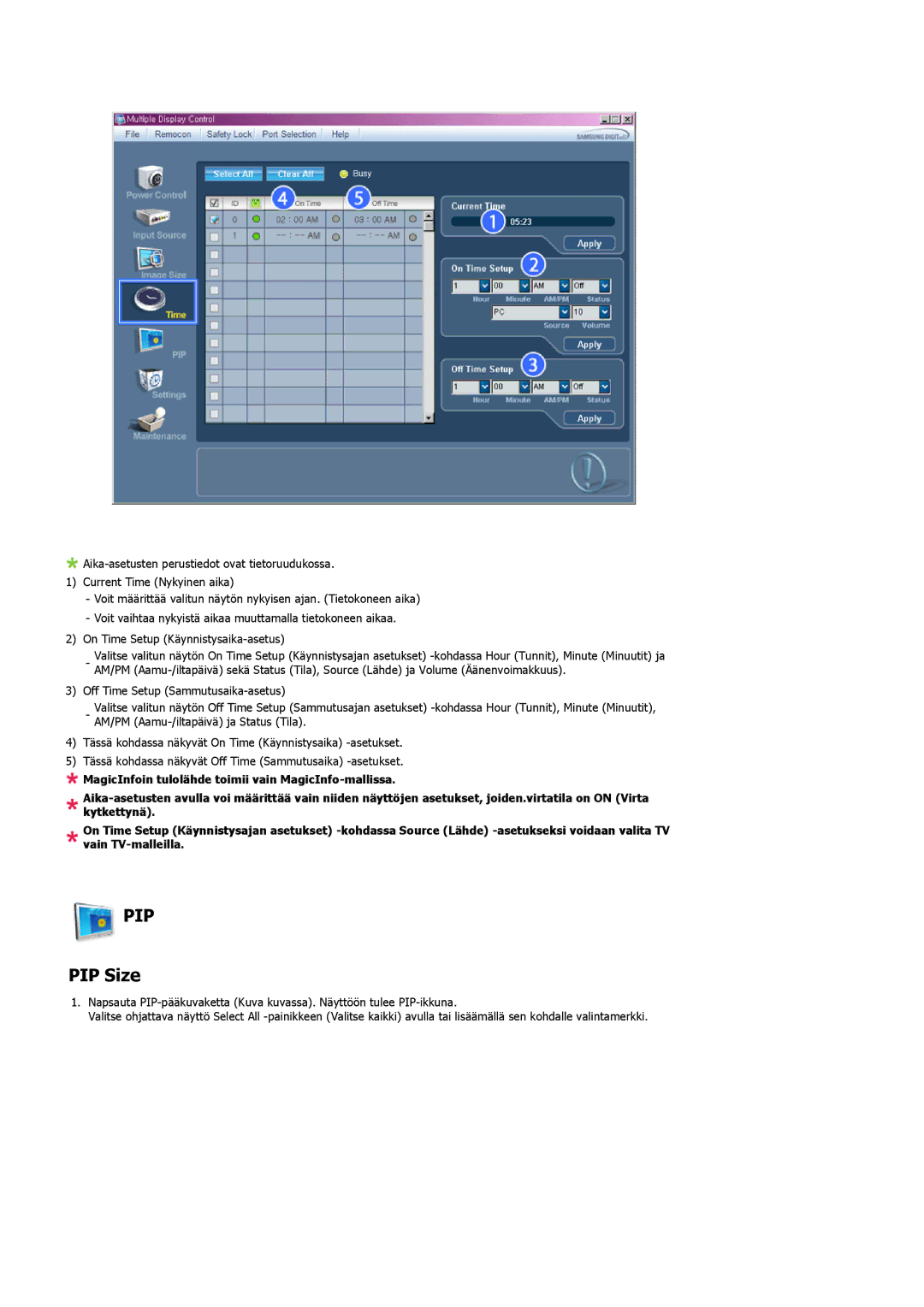 Samsung PH50KLTLBC/EN, PH50KLPLBC/EN, PH42KLPLBC/EN manual Pip, PIP Size 