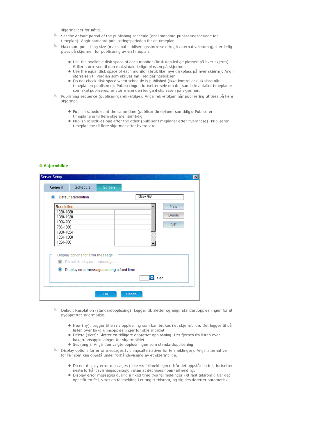 Samsung PH50KLPLBC/EN, PH50KLTLBC/EN, PH42KLPLBC/EN manual Skjermbilder før nåtid 