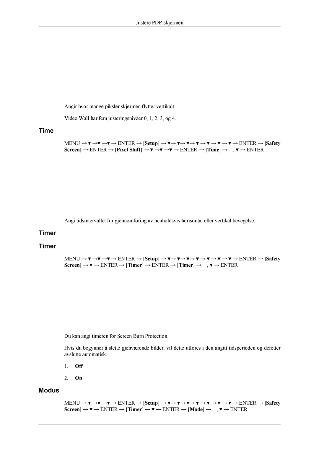 Samsung PH50KLPLBC/EN, PH50KLTLBC/EN, PH42KLPLBC/EN manual Timer, Modus 