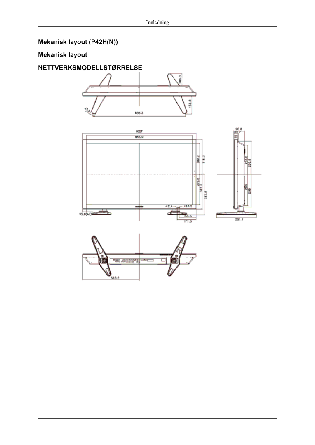 Samsung PH50KLPLBC/EN, PH50KLTLBC/EN, PH42KLPLBC/EN manual Mekanisk layout P42HN 