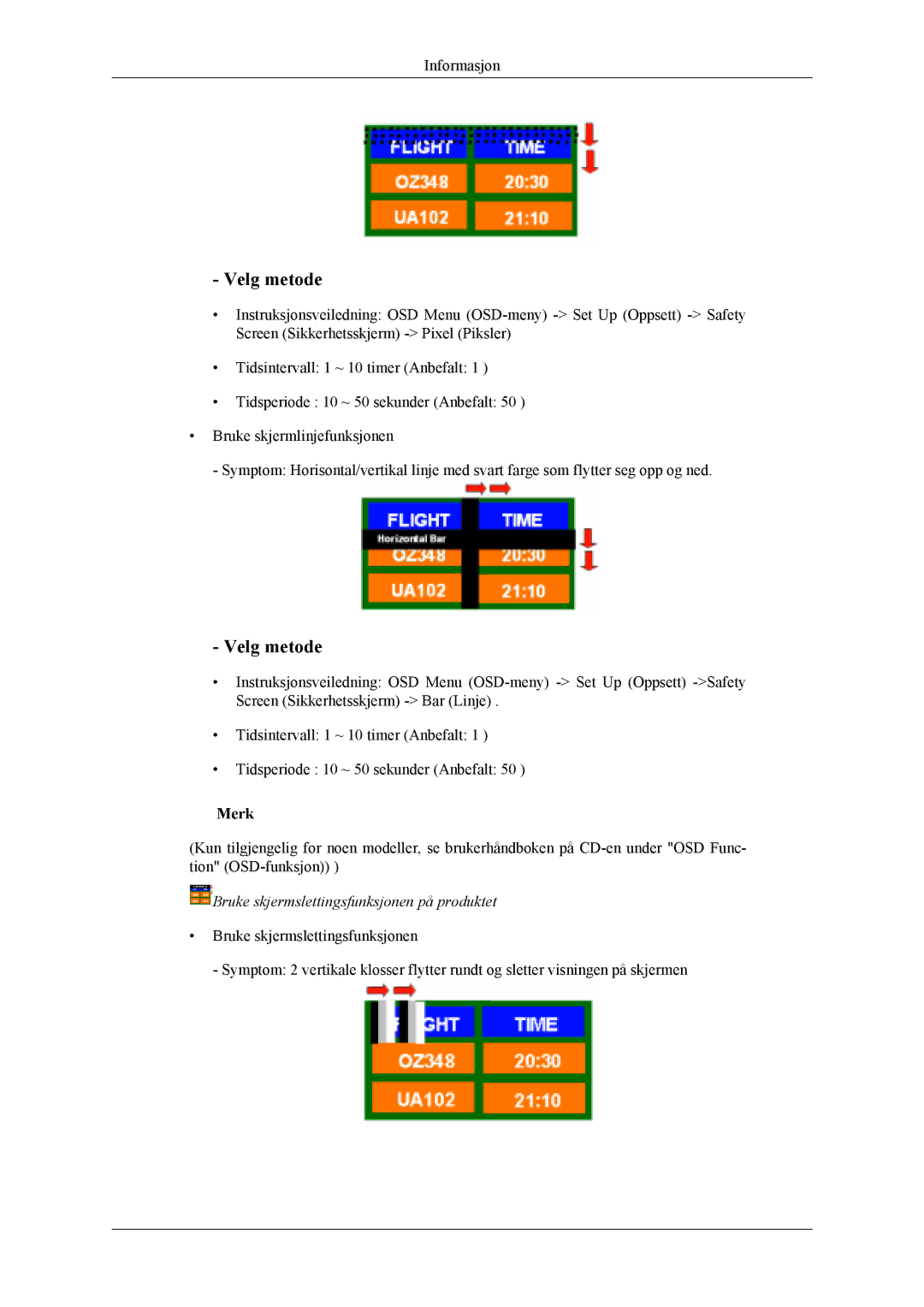 Samsung PH50KLTLBC/EN, PH50KLPLBC/EN, PH42KLPLBC/EN manual Bruke skjermslettingsfunksjonen på produktet 