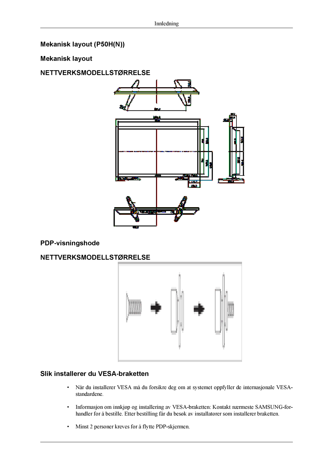 Samsung PH50KLPLBC/EN, PH50KLTLBC/EN, PH42KLPLBC/EN manual Mekanisk layout P50HN, PDP-visningshode 