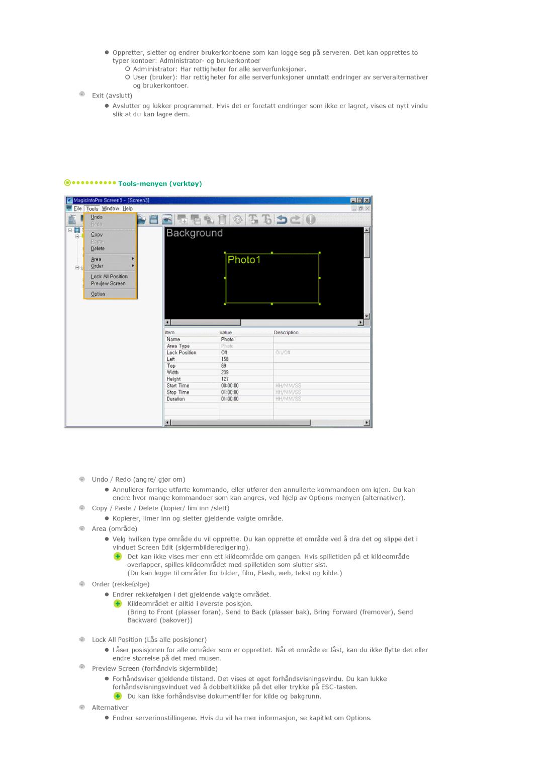 Samsung PH42KLPLBC/EN, PH50KLPLBC/EN, PH50KLTLBC/EN manual Undo / Redo angre/ gjør om 