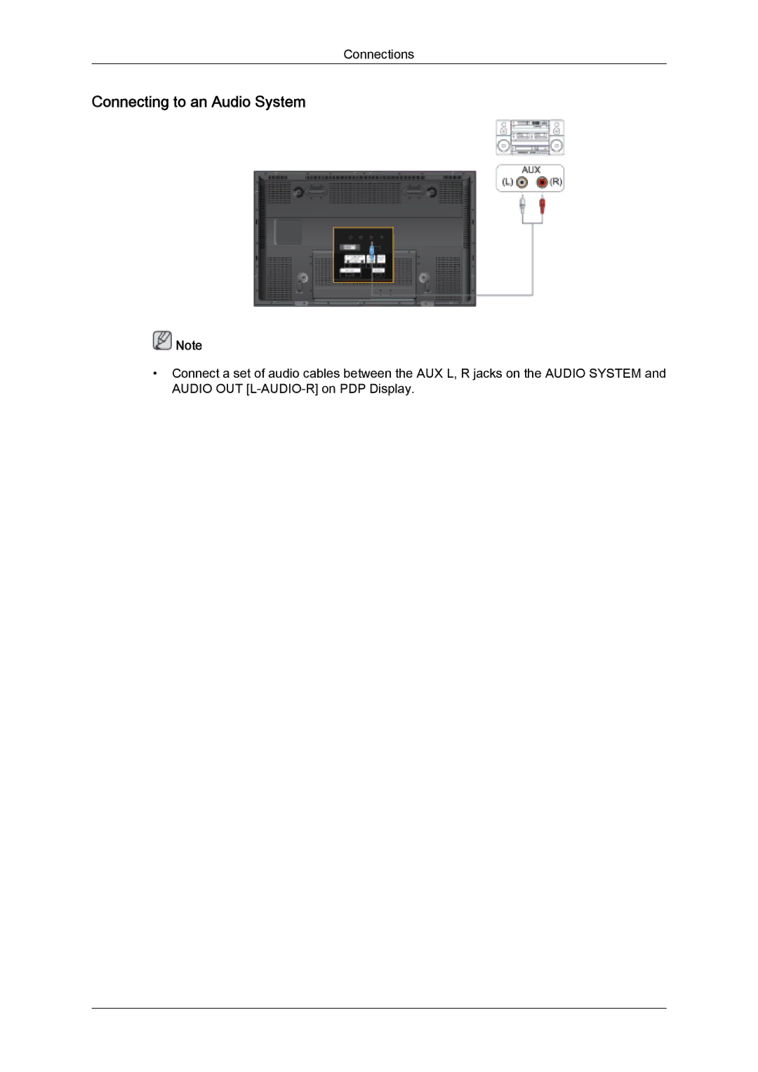 Samsung PH50KLFLBC/EN, PH63KPFLBF/EN, PH50KPFLBF/EN, PH50KPPLBF/EN, PH63KLFLBC/EN, PH63KLFLBC/ZA Connecting to an Audio System 