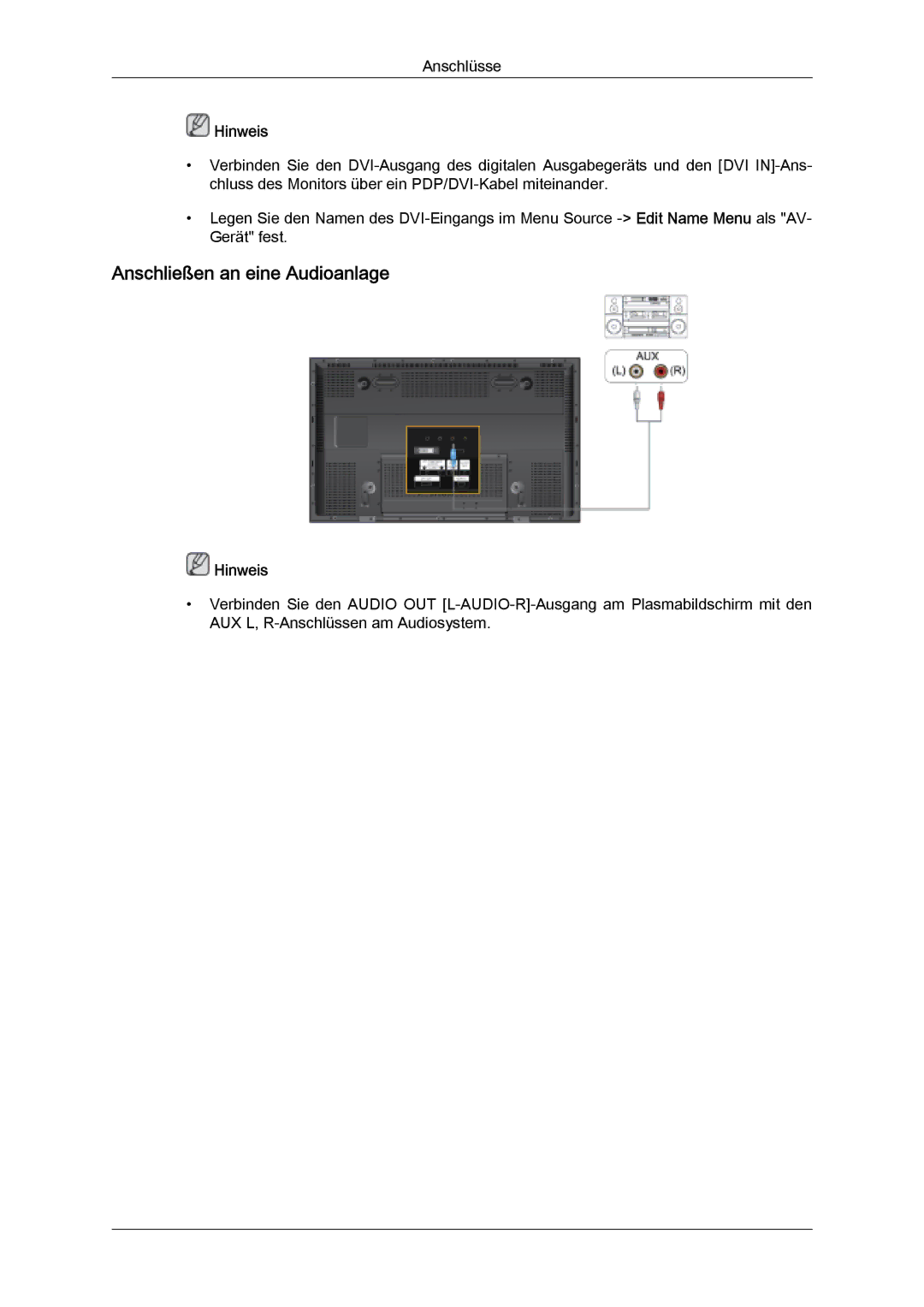 Samsung PH50KPFLBF/EN, PH63KPFLBF/EN, PH50KLFLBC/EN, PH50KPPLBF/EN, PH63KLFLBC/EN manual Anschließen an eine Audioanlage 