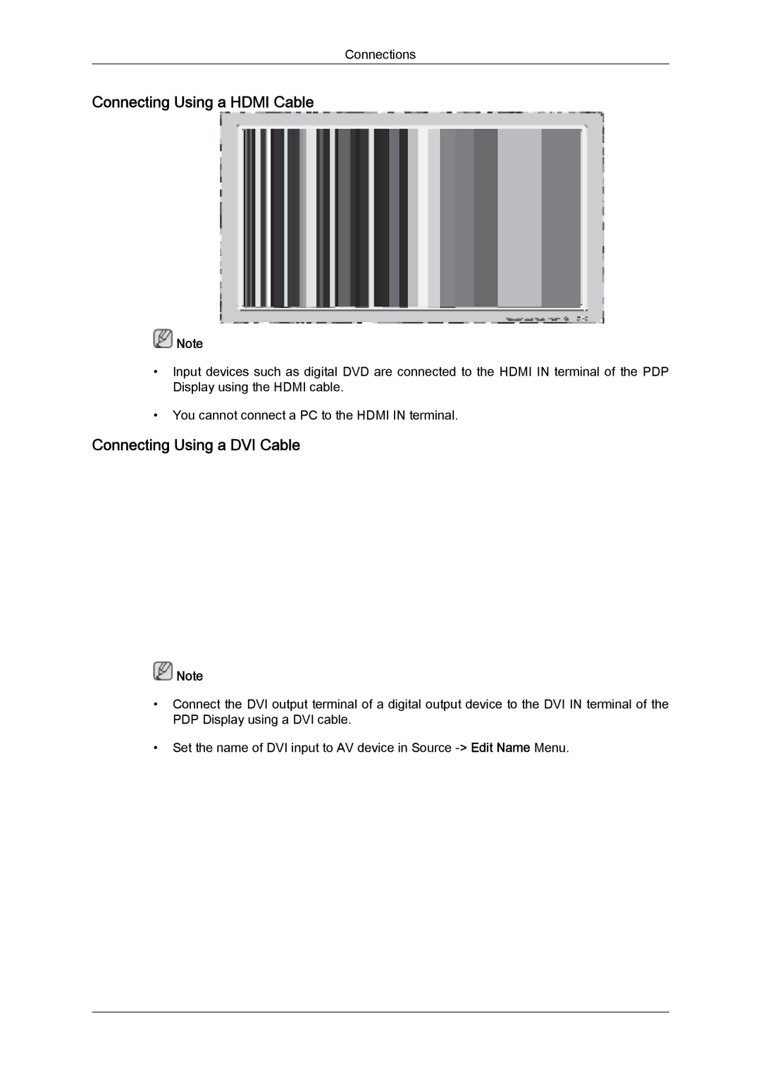 Samsung PH63KPFLBF/XY, PH63KPFLBF/EN, PH50KPFLBF/EN manual Connecting Using a Hdmi Cable, Connecting Using a DVI Cable 