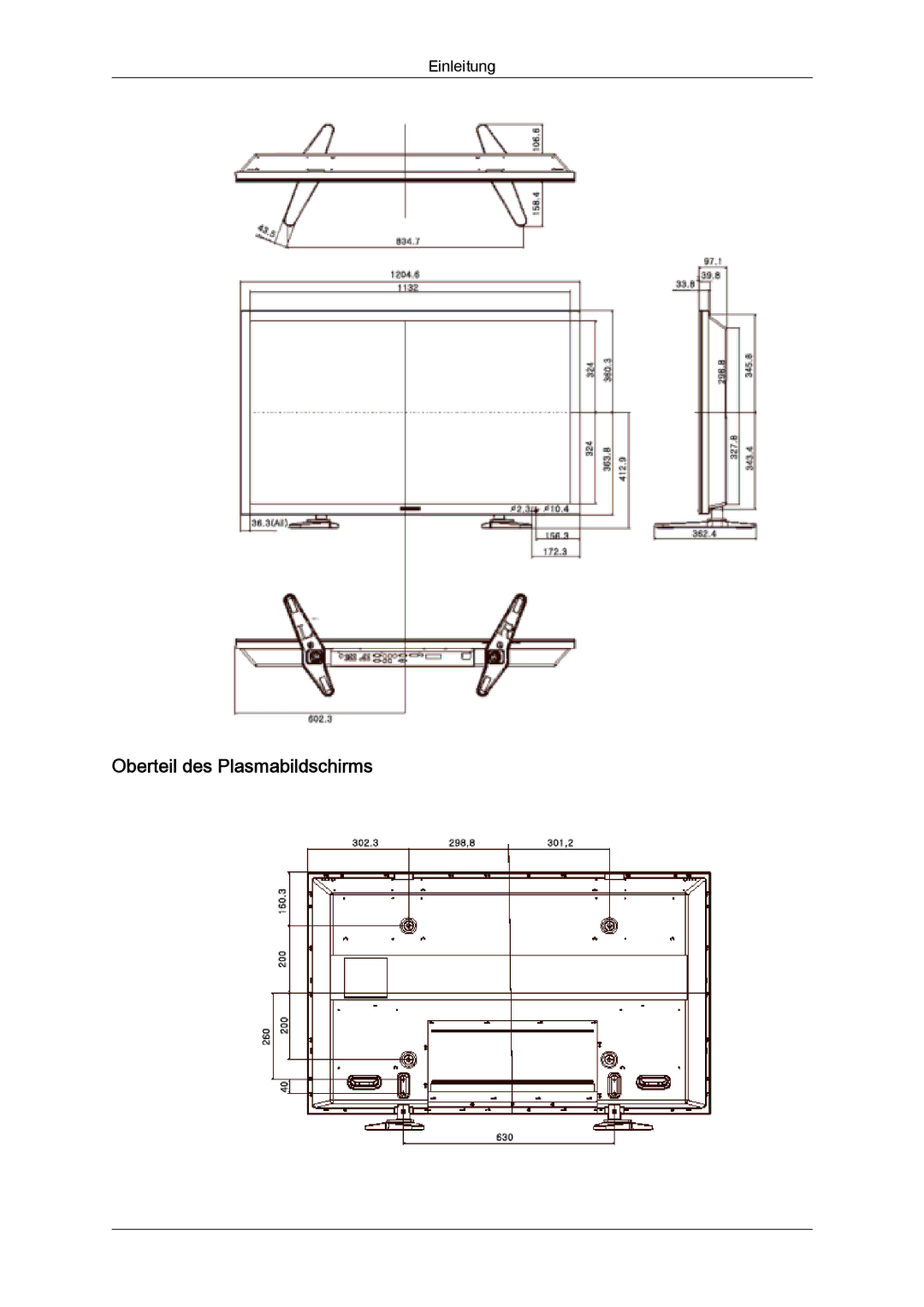 Samsung PH50KPPLBF/EN, PH63KPFLBF/EN, PH50KPFLBF/EN manual Oberteil des Plasmabildschirms 