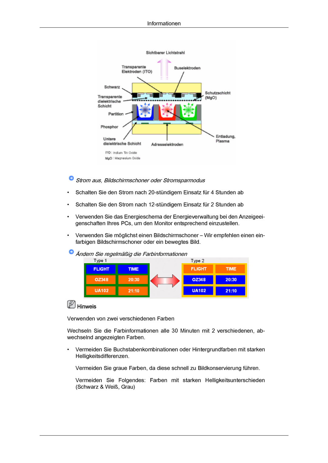 Samsung PH63KPFLBF/EN, PH50KPFLBF/EN, PH50KPPLBF/EN manual Ändern Sie regelmäßig die Farbinformationen 