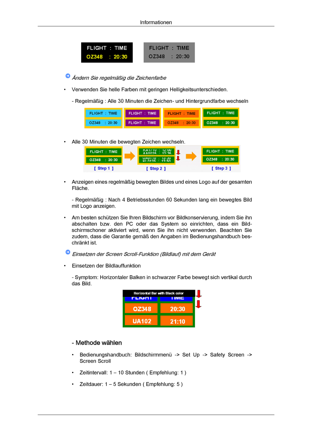 Samsung PH50KPFLBF/EN, PH63KPFLBF/EN, PH50KPPLBF/EN manual Methode wählen, Ändern Sie regelmäßig die Zeichenfarbe 