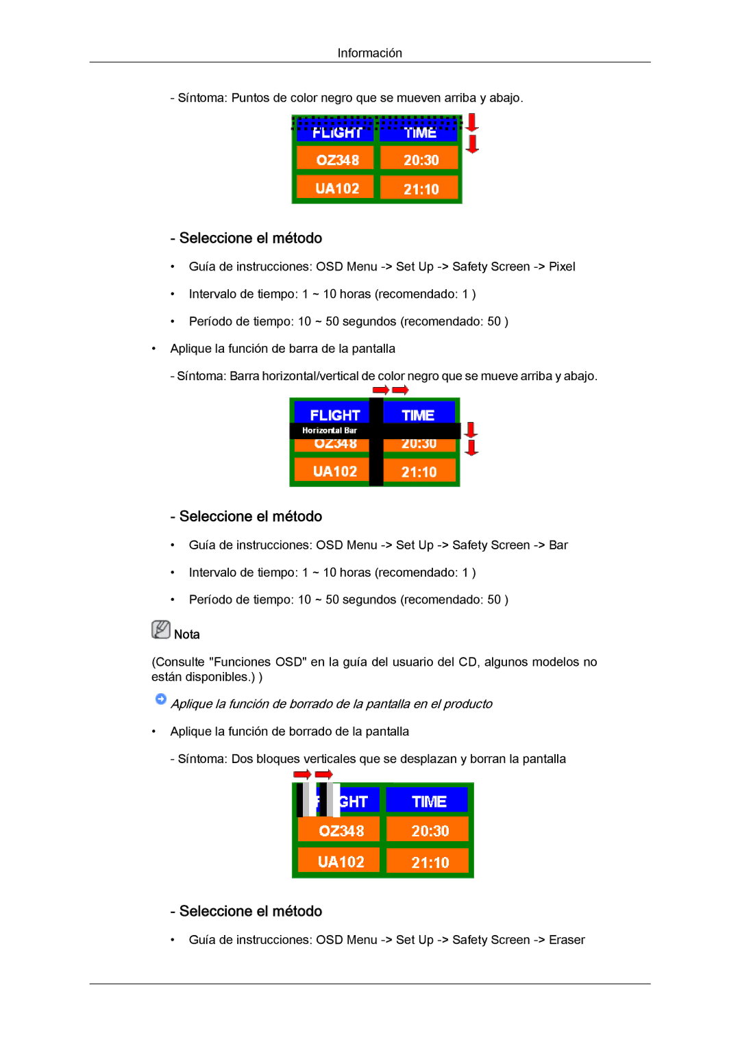 Samsung PH63KPFLBF/EN, PH50KPFLBF/EN, PH50KPPLBF/EN manual Aplique la función de borrado de la pantalla en el producto 