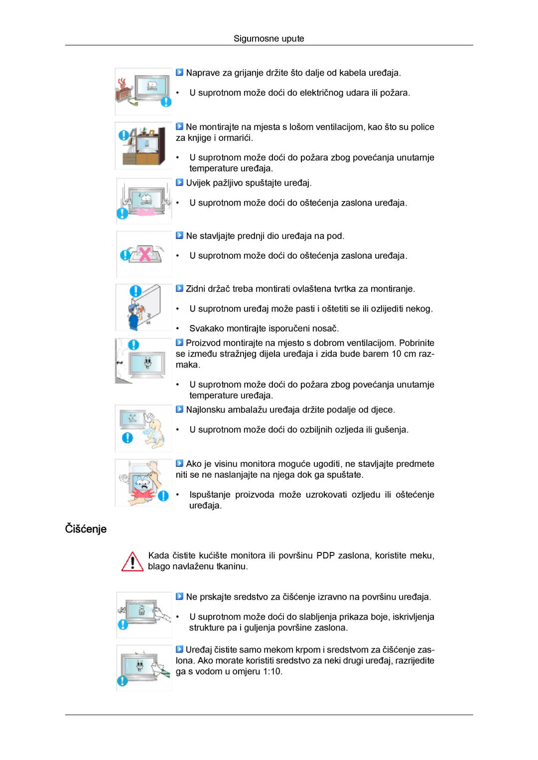 Samsung PH50KPFLBF/EN, PH63KPFLBF/EN, PH50KPPLBF/EN manual Čišćenje 