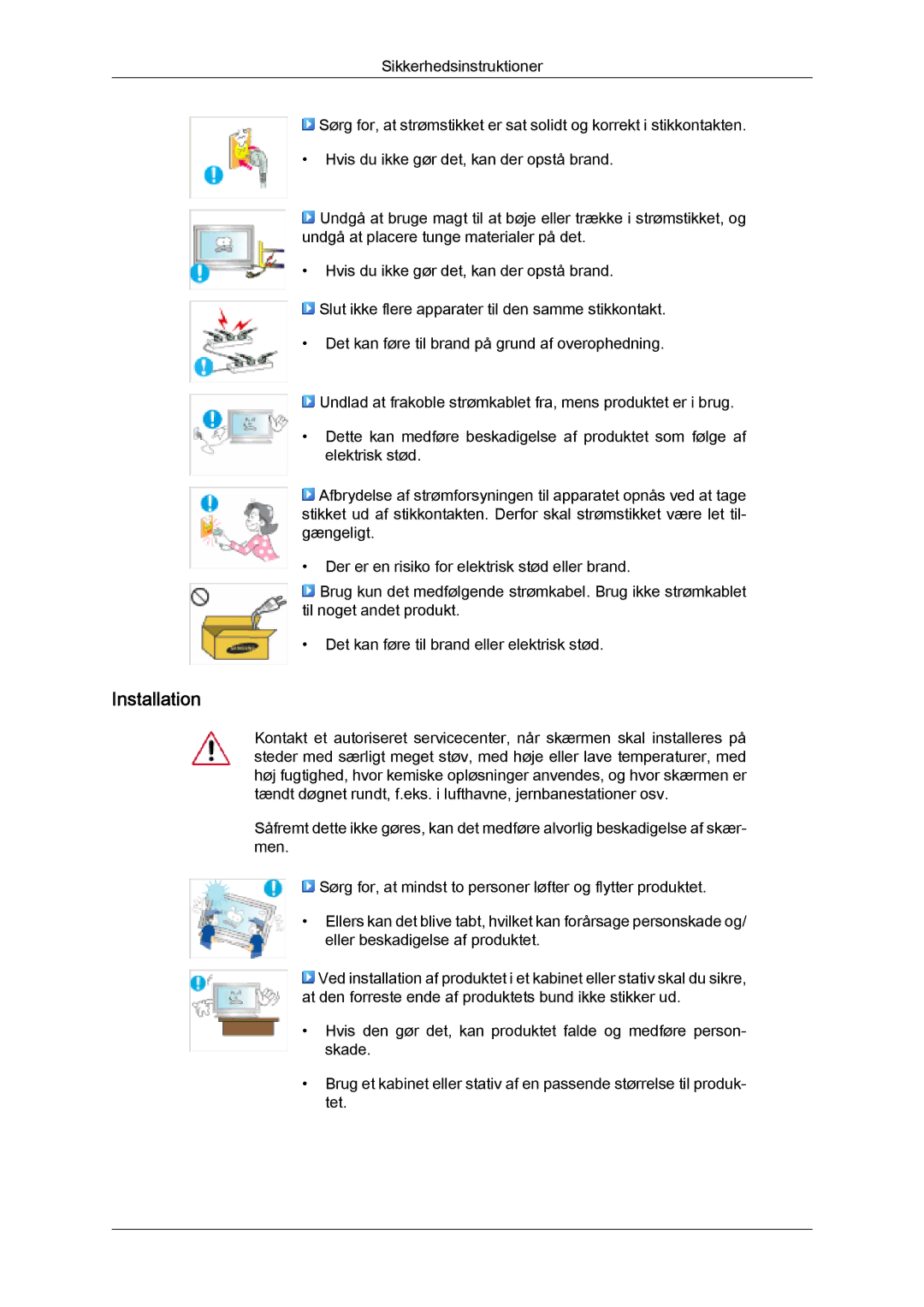 Samsung PH50KPFLBF/EN, PH63KPFLBF/EN manual Installation 