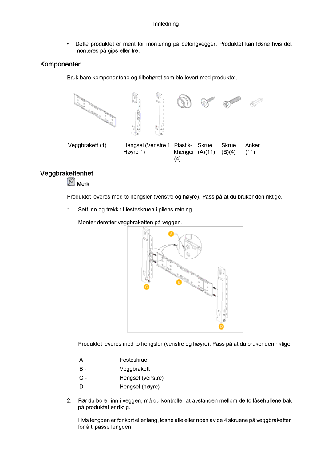 Samsung PH63KPFLBF/EN, PH50KPFLBF/EN manual Komponenter 