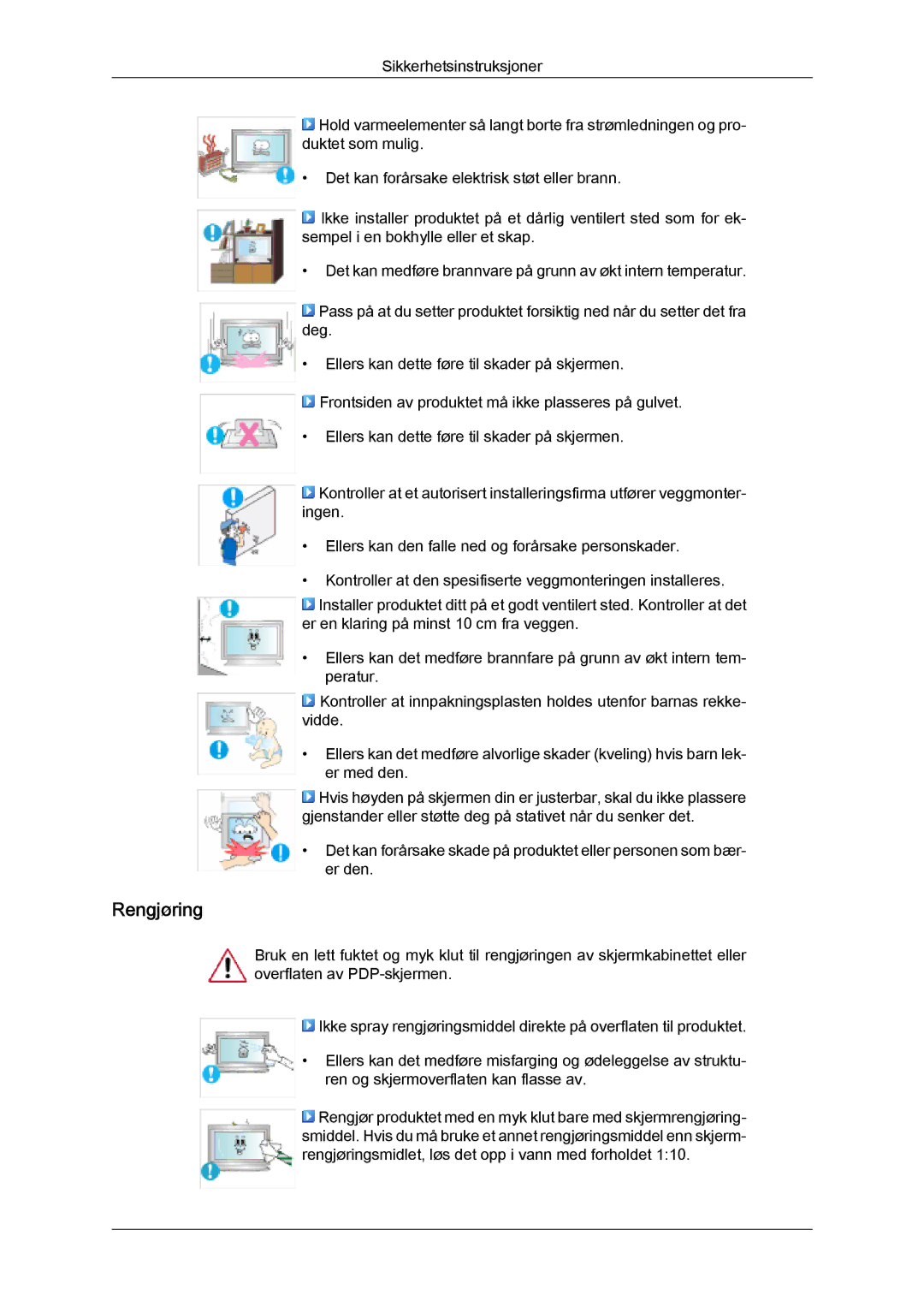 Samsung PH63KPFLBF/EN, PH50KPFLBF/EN manual Rengjøring 