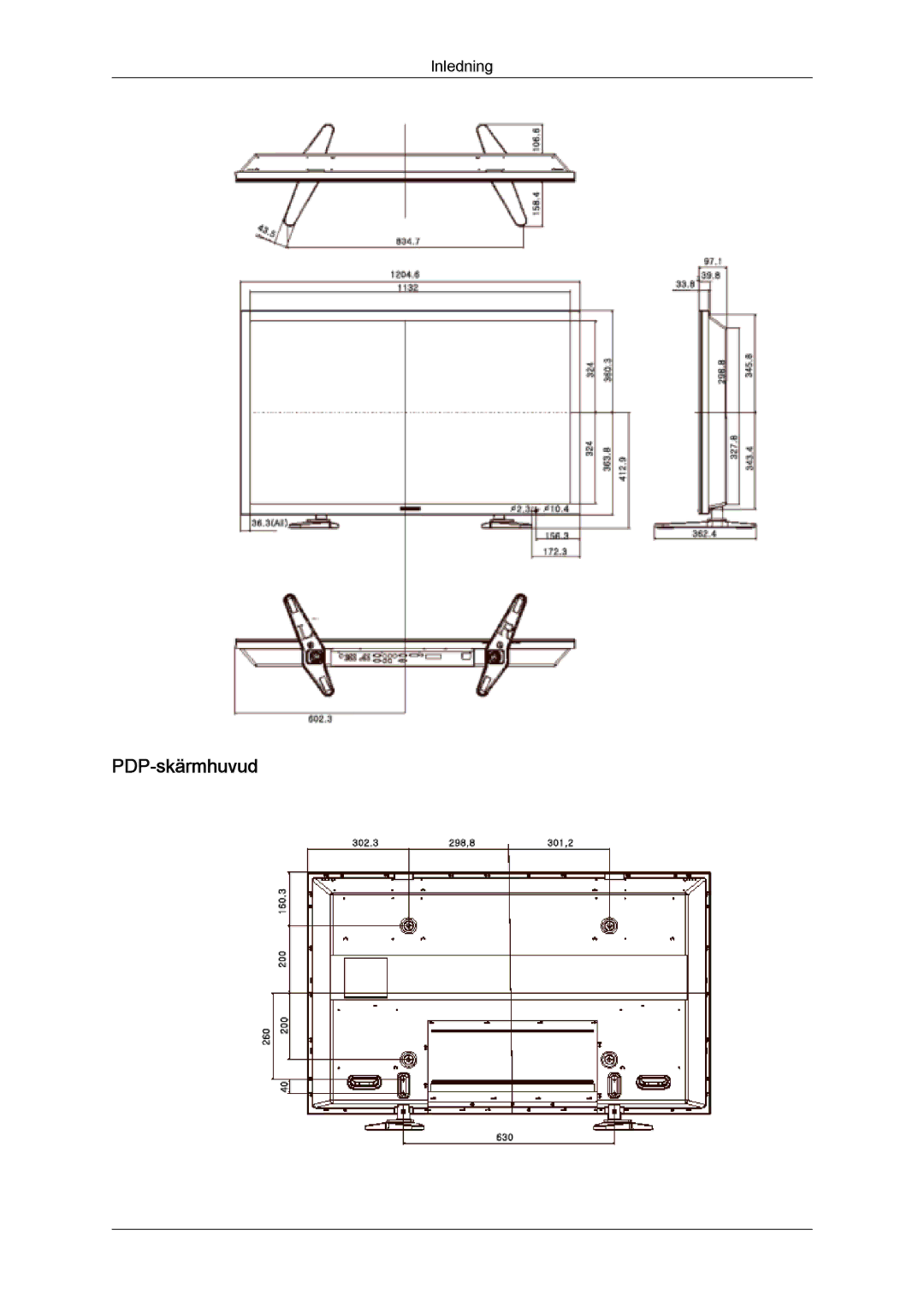 Samsung PH50KPFLBF/EN, PH63KPFLBF/EN manual PDP-skärmhuvud 