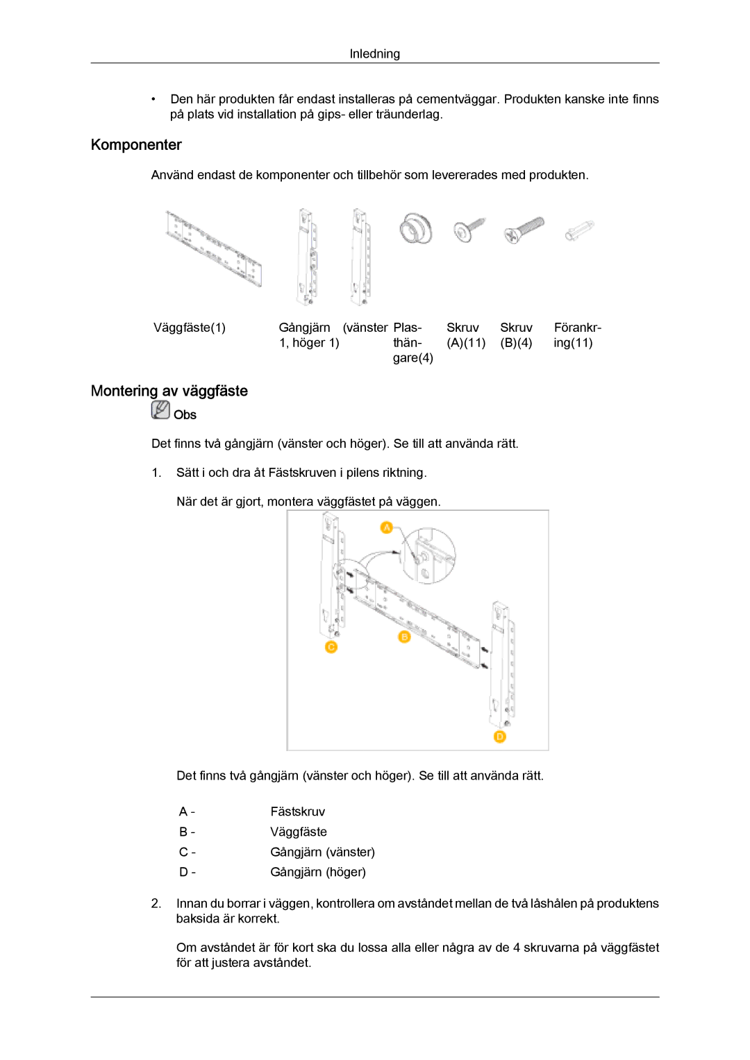 Samsung PH50KPFLBF/EN, PH63KPFLBF/EN manual Komponenter 