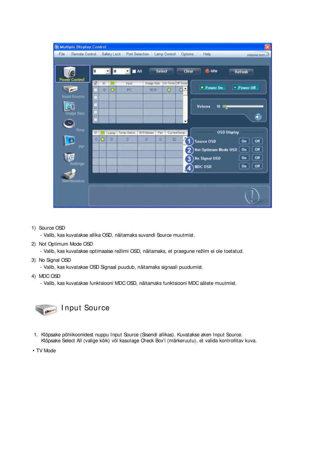 Samsung PH50KPPLBF/EN, PH63KPFLBF/EN manual Input Source 