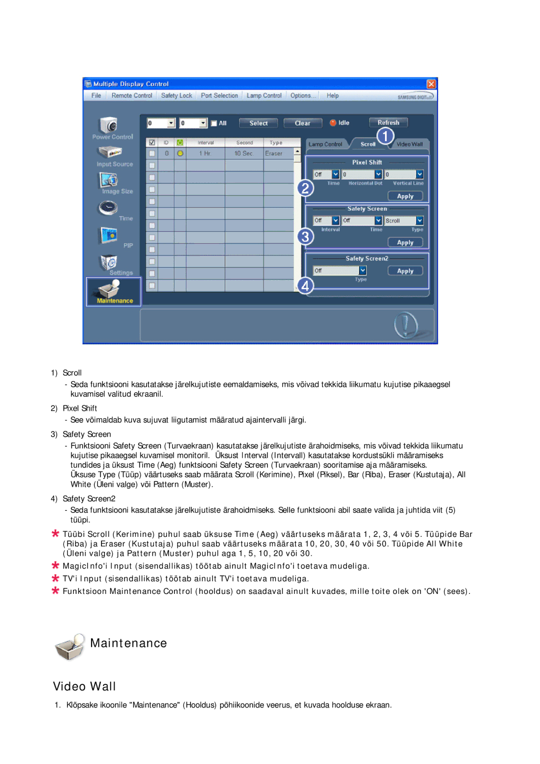 Samsung PH50KPPLBF/EN, PH63KPFLBF/EN manual Maintenance Video Wall 