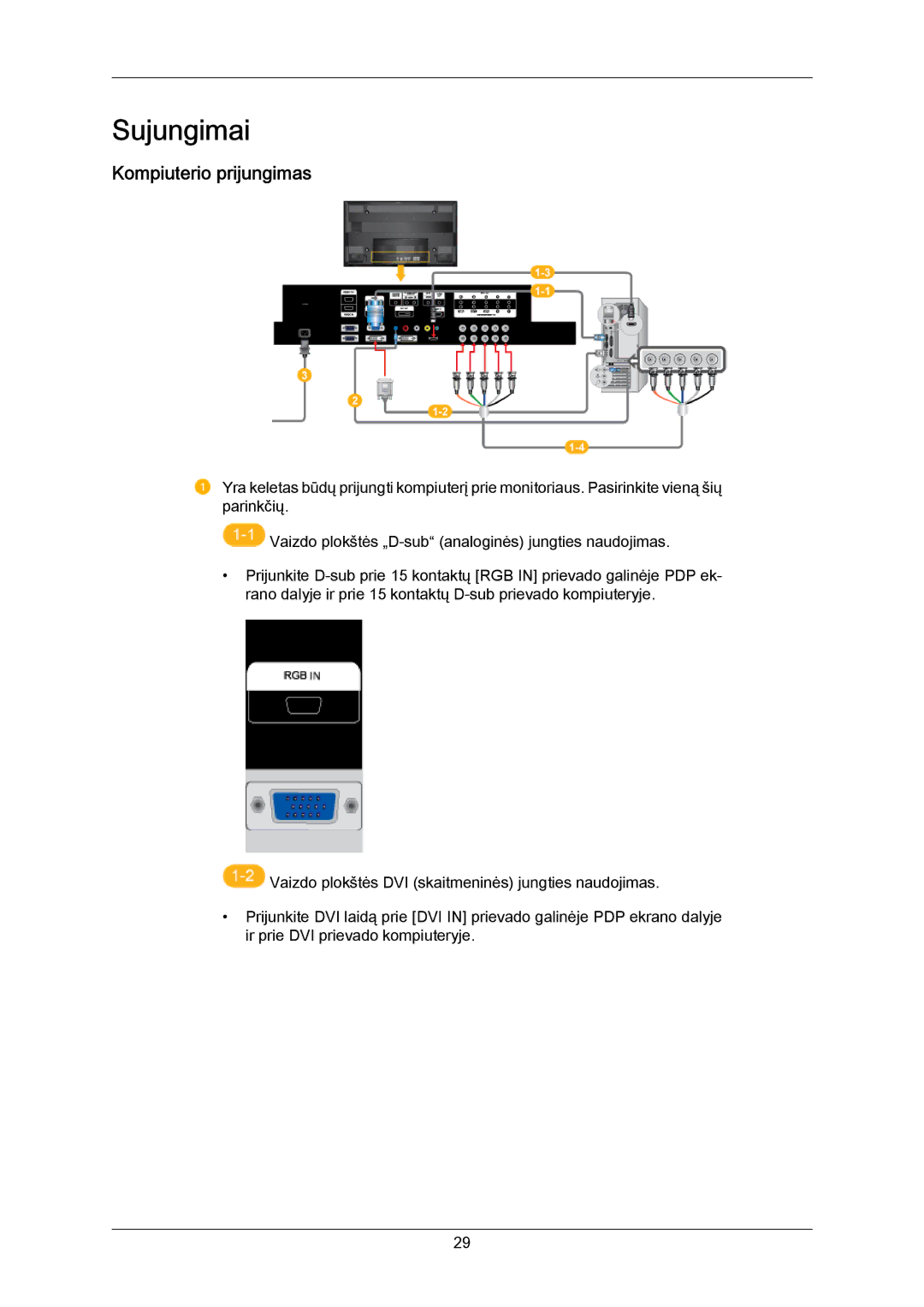 Samsung PH63KPFLBF/EN, PH50KPPLBF/EN manual Sujungimai, Kompiuterio prijungimas 