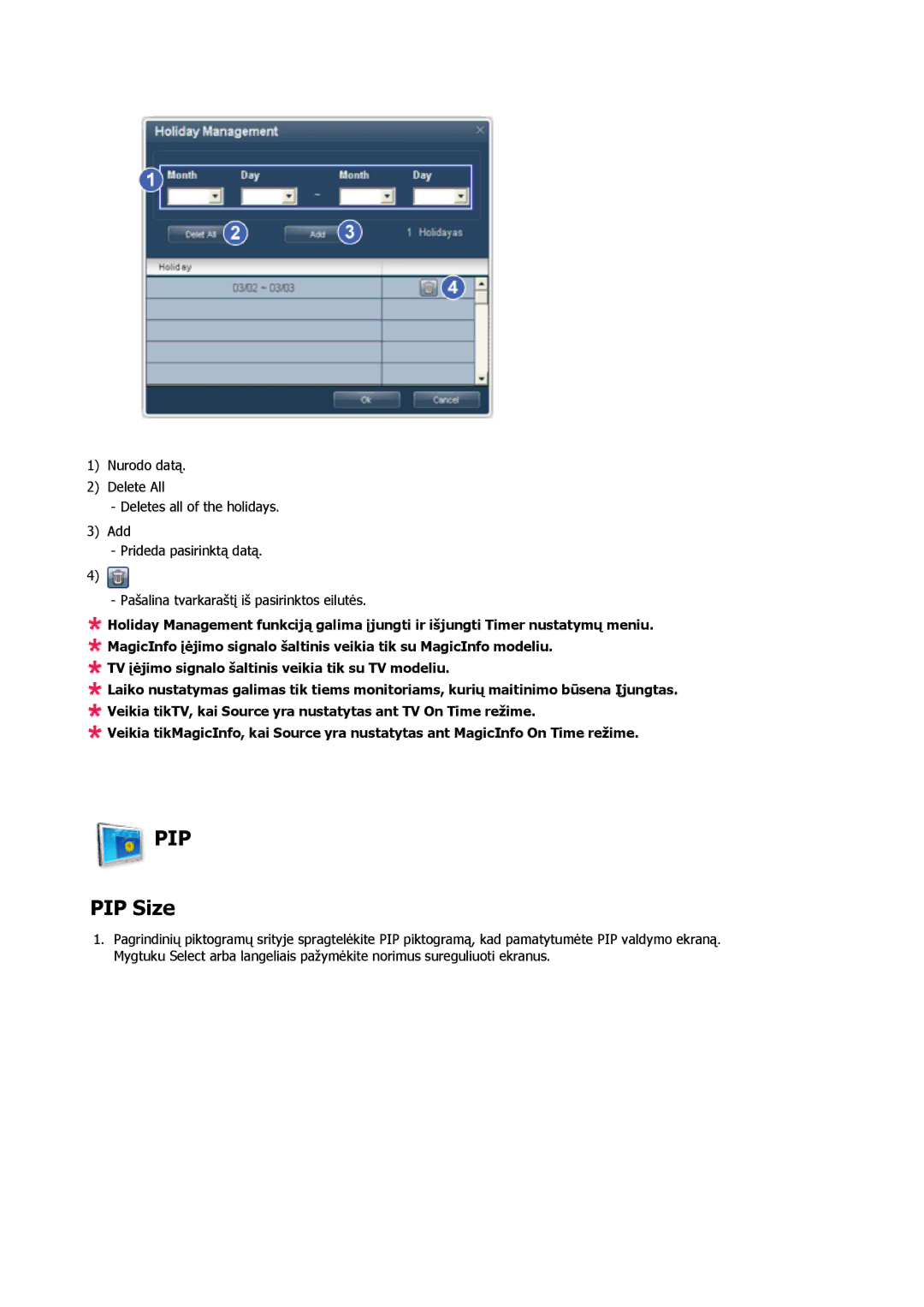 Samsung PH63KPFLBF/EN, PH50KPPLBF/EN manual Pip, PIP Size 